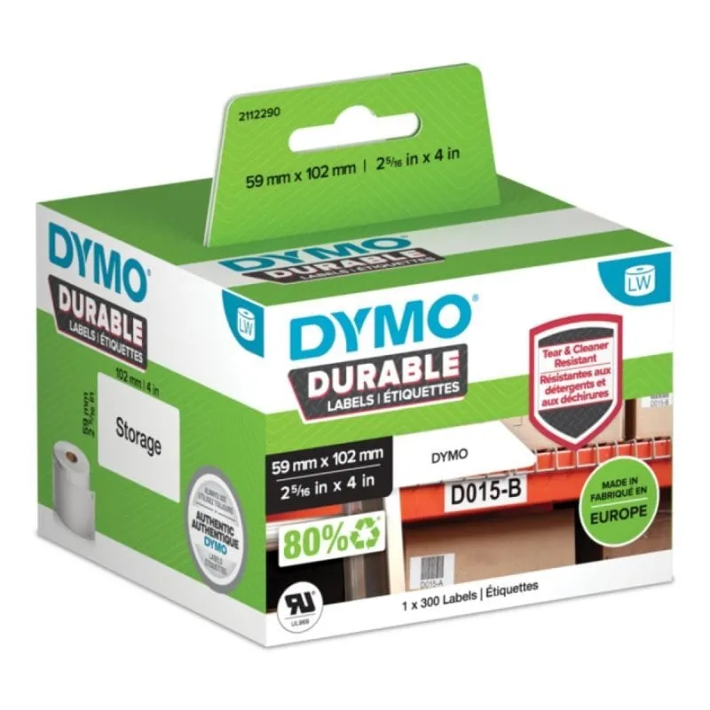 Etichette Duro Dymo 10,2 cm Bianco Polipropilene 300 pezzi Resistente - immagine 1