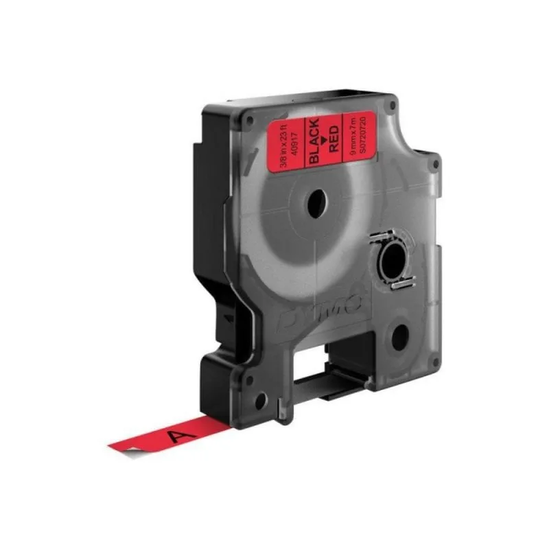 Etichette standard in poliestere D1 Nero su rosso 9mm x 7m resistenti acqua UV - immagine 1