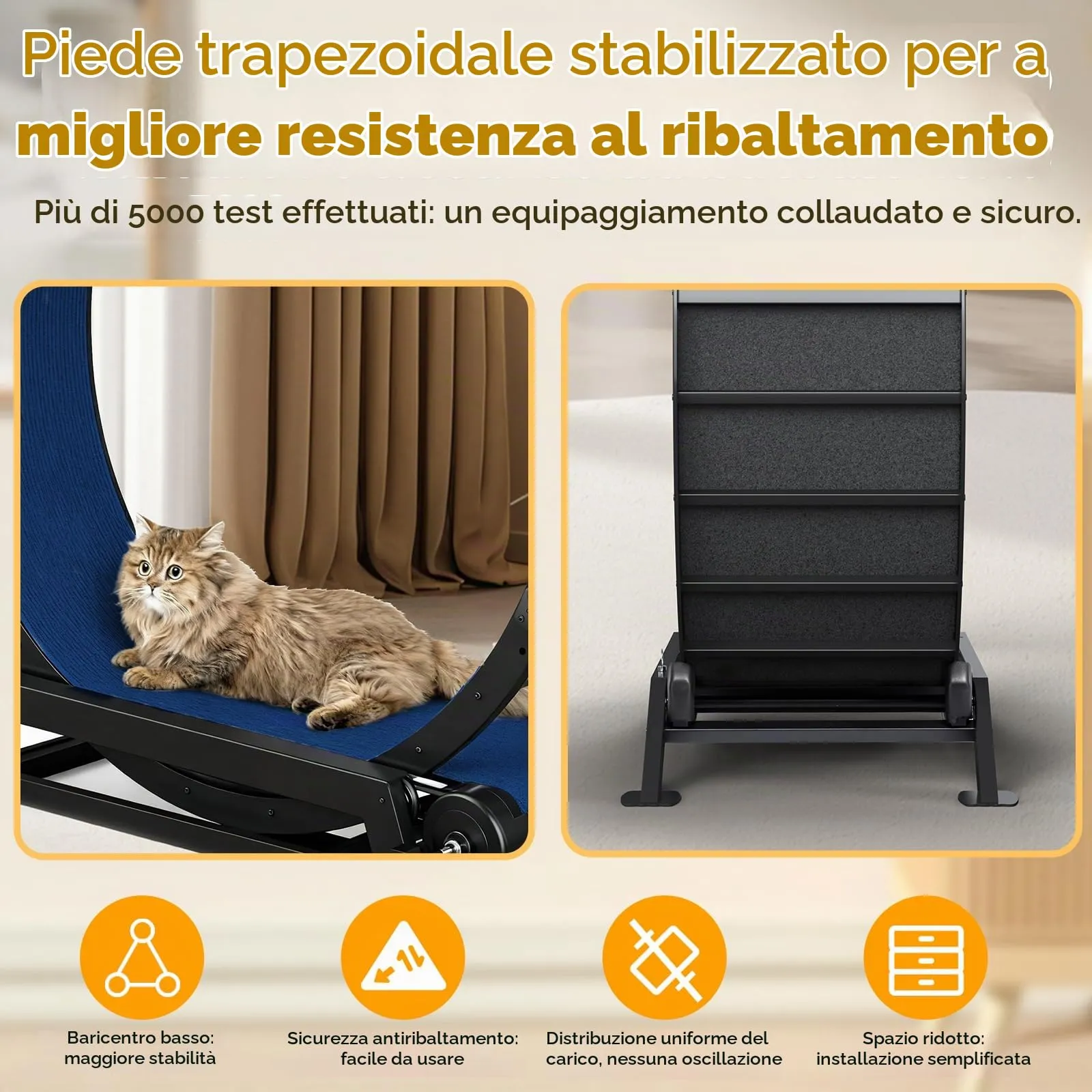 GTPLAYER Ruota per gatti, ruota per esercizi per gatti, XL- 100 cm, ultra silenziosa con tappetino rimovibile, adesivi, sistema di bloccaggio, metallo, blu, regali per il vostro gatto - immagine 3