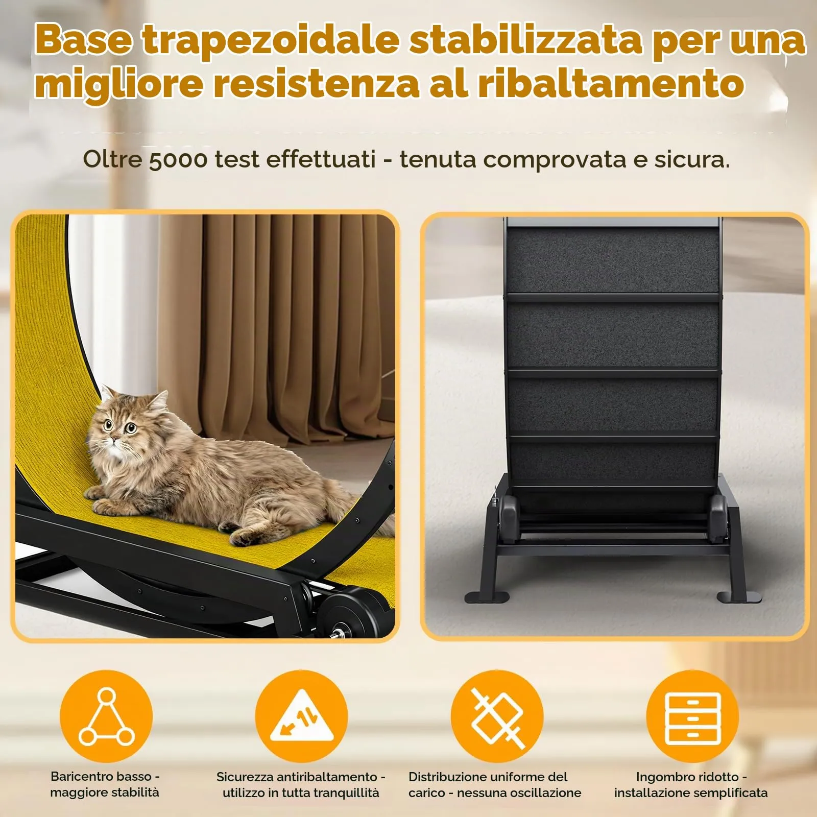 GTPLAYER Ruota per gatti, ruota per esercizi per gatti, XL- 100 cm, ultra silenziosa con tappetino rimovibile, adesivi, sistema di bloccaggio, metallo, giallo, regali per il vostro gatto - immagine 7