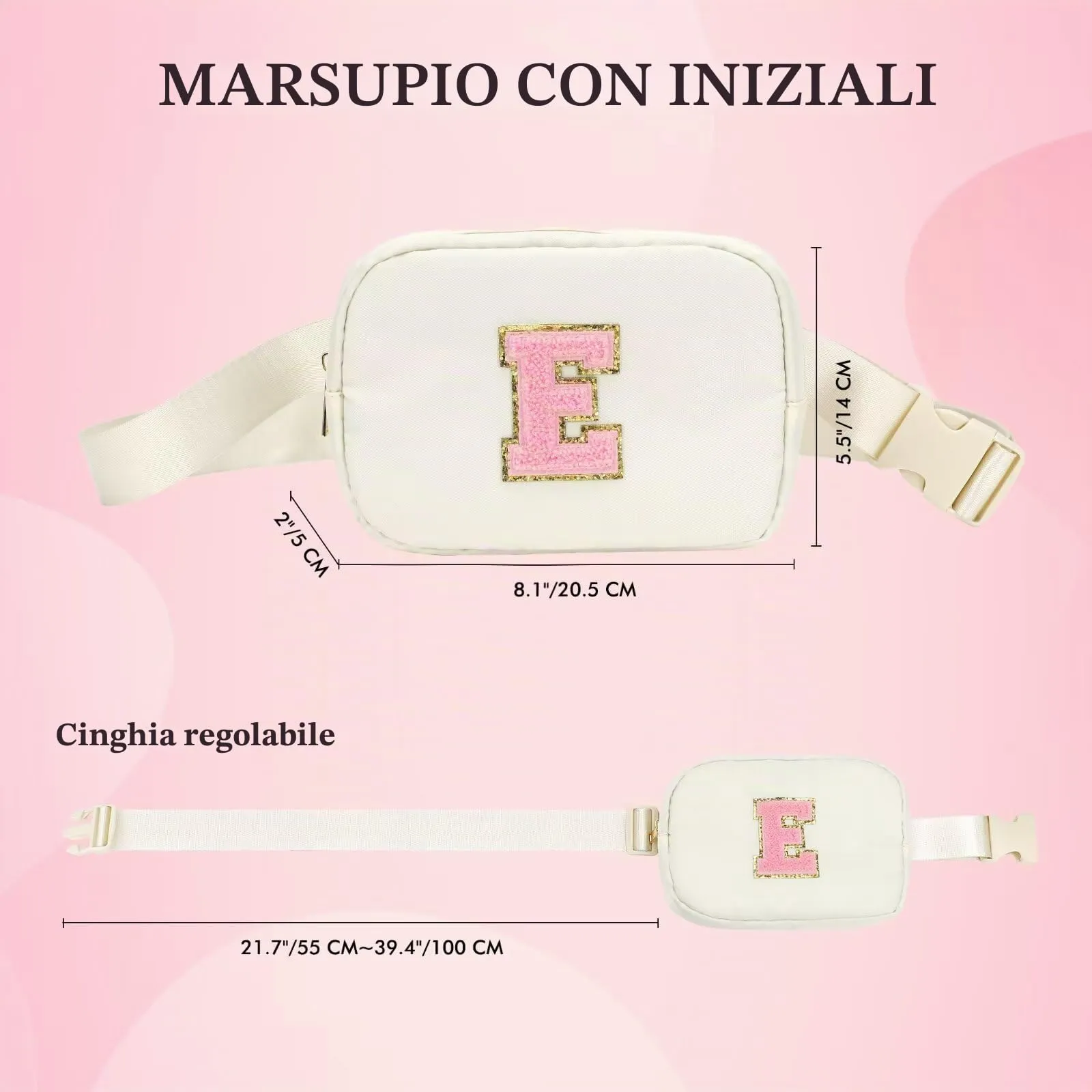 YOOLIFE Marsupio con lettere per bambine, regalo per bambine dai 3, 4, 5, 6, 7, 8, 9, 10, 11, 12 anni, regali personalizzati per teenager, donne, amiche, sorelle, mamme, beige., A - immagine 5