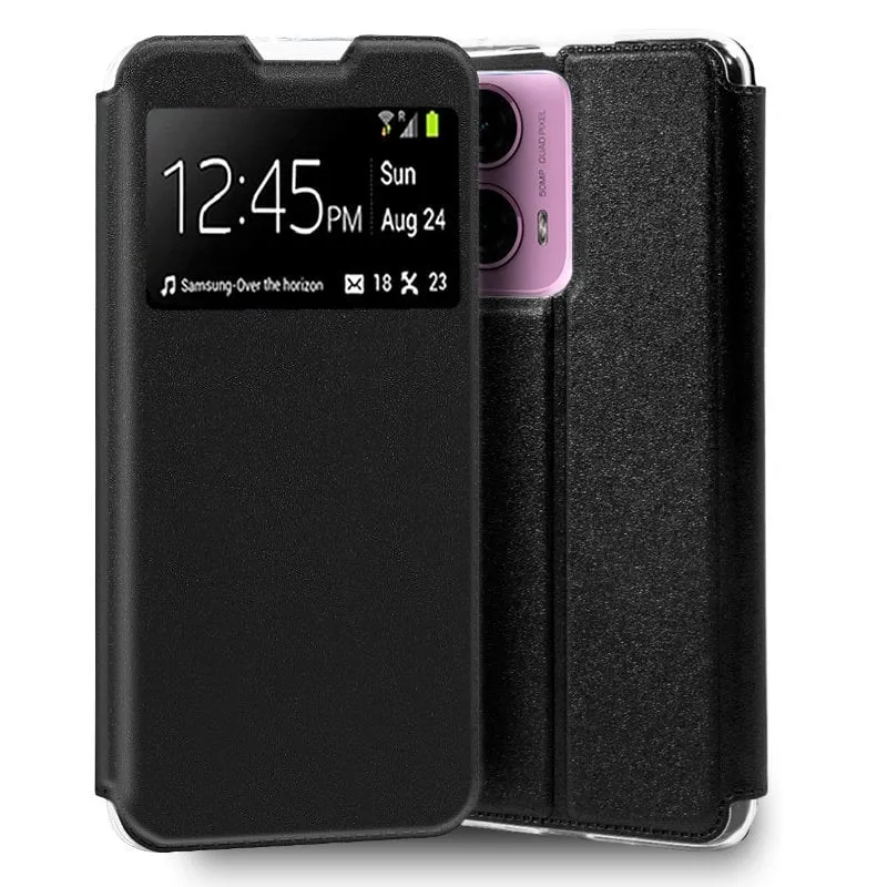 Custodia Flip Cover COOL per Motorola Moto G04 / G24, Nero Semplice - immagine 1