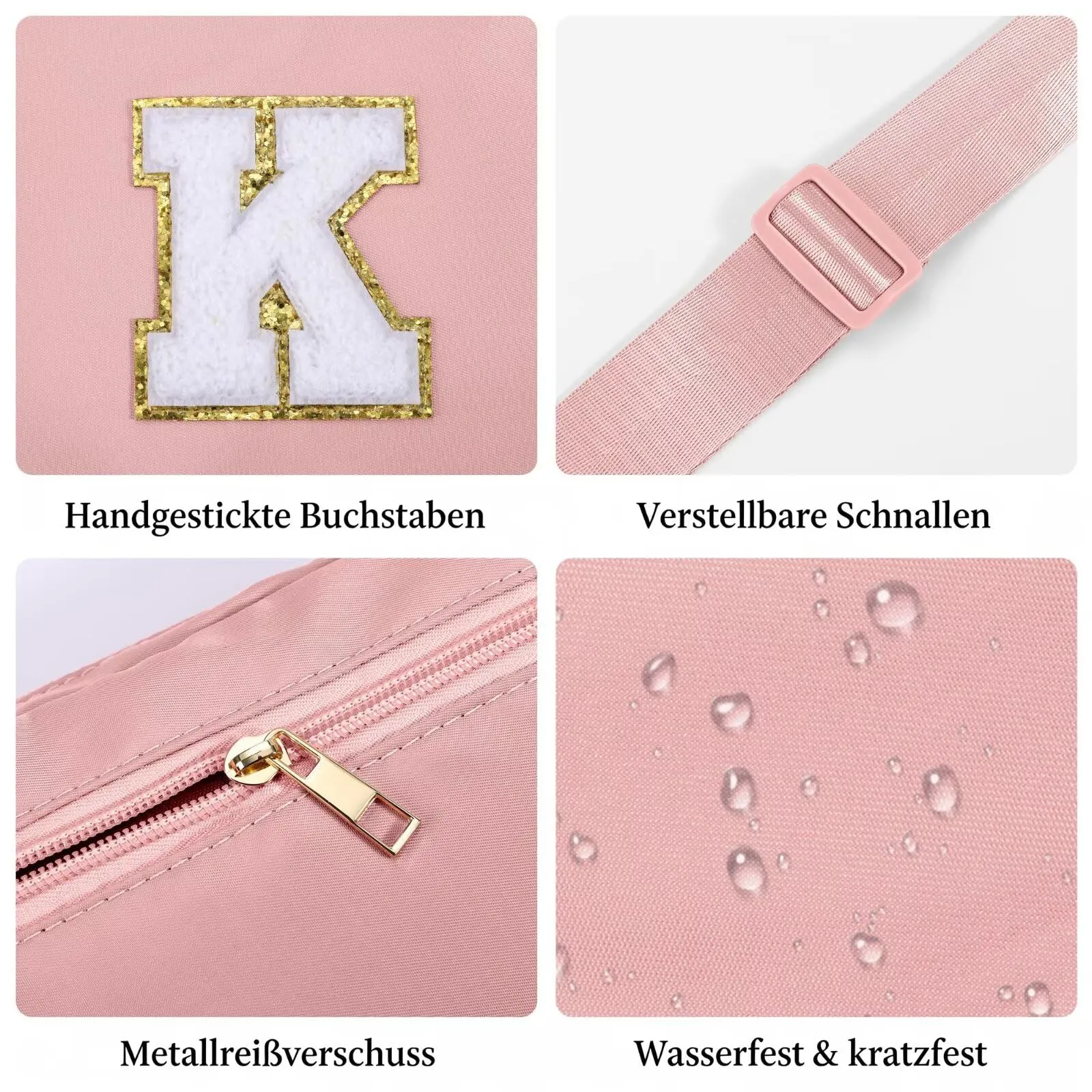 YOOLIFE Marsupio da bambina con lettere, Colore: rosa., T, Classico - immagine 4