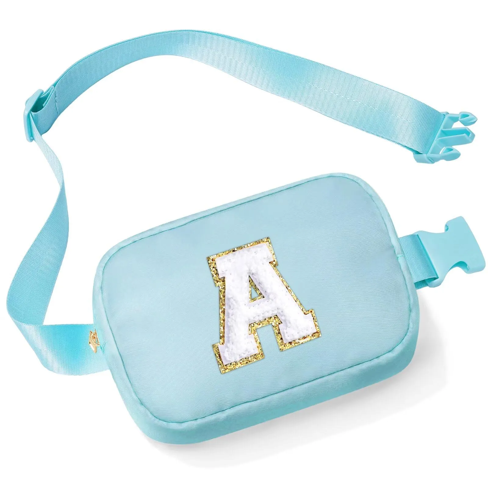 YOOLIFE Marsupio con lettera per bambine e ragazze, regalo per ragazze 3, 4, 5, 6, 7, 8, 9, 10, 11, 12 anni, regalo personalizzato per adolescenti, donne, amiche, sorelle, mamme, Blu, A - immagine 1