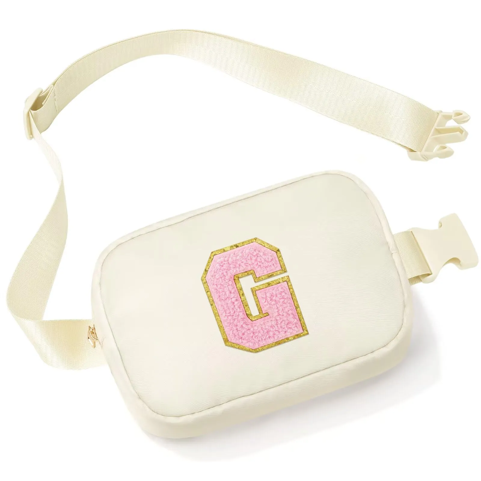 YOOLIFE Borsa a Panca a Lettere per Bambini Ragazze - Cintura Bambina - Regalo per Ragazze 3 4 5 6 7 8 9 10 11 12 Anni, Regalo Personalizzato per Adolescenti per Amiche, Donne, Sorelle, Mamme, beige - immagine 1