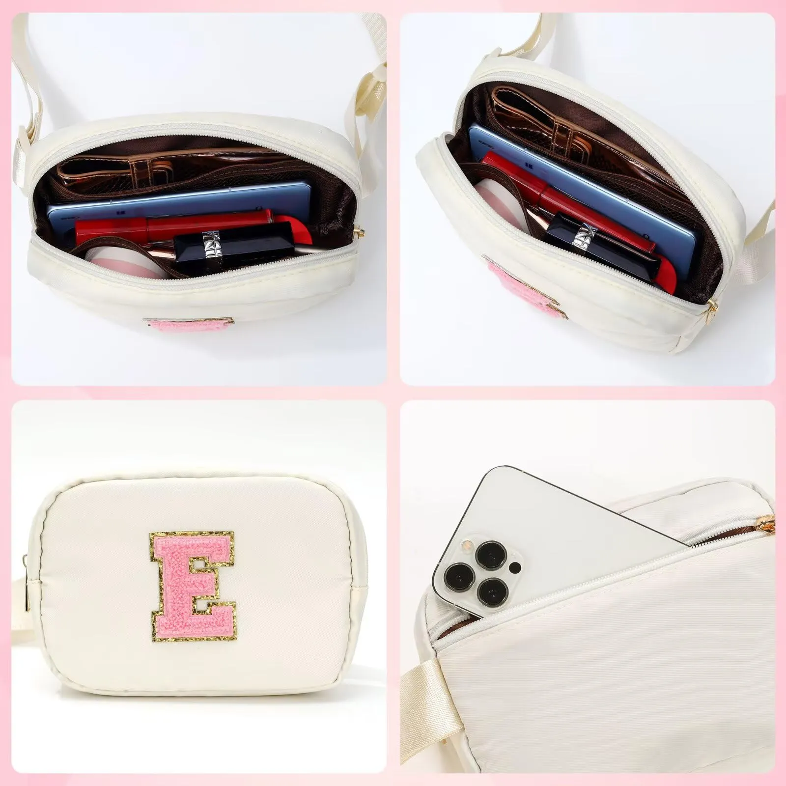 YOOLIFE Marsupio da bambina con lettere, beige., C, Classico - immagine 3