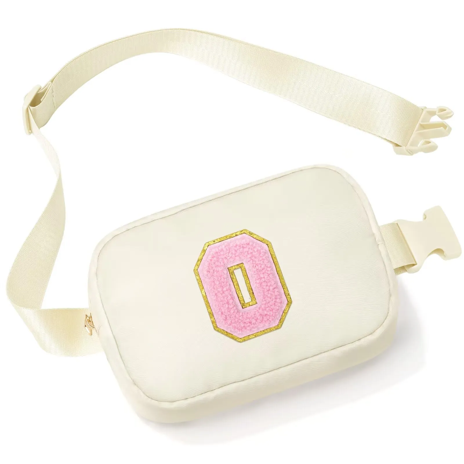YOOLIFE Marsupio con lettera per bambini e ragazze, regalo per ragazze 3, 4, 5, 6, 7, 8, 9, 10, 11, 12 anni, regalo personalizzato per adolescenti, donne, amiche, sorelle, mamme, Beige, O - immagine 1
