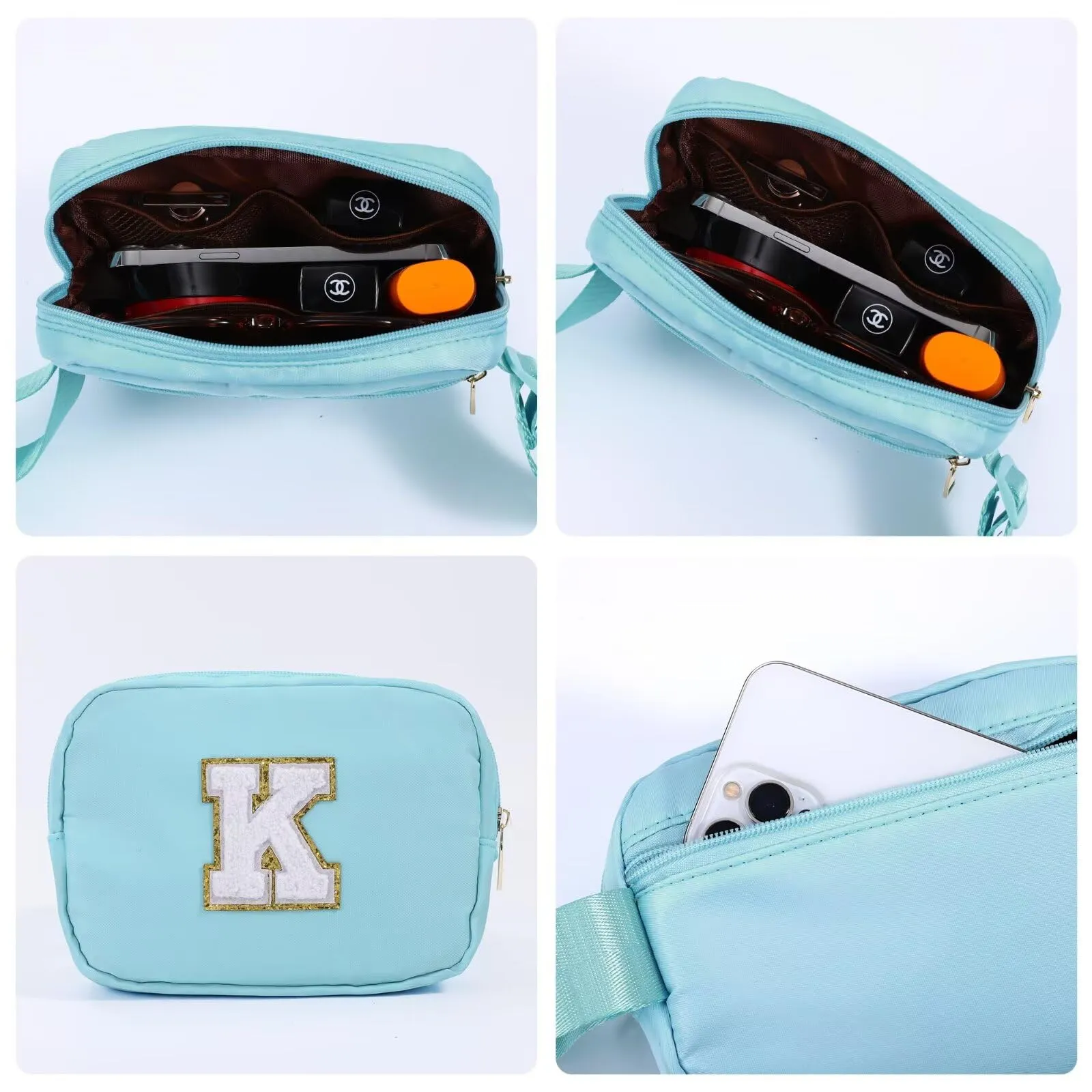 YOOLIFE Marsupio con lettere per bambini e bambine, regalo per ragazze 3 4 5 6 7 8 9 10 11 12 anni, personalizzato per adolescenti regali per donne fidanzate sorelle mamma, Blu, P - immagine 3