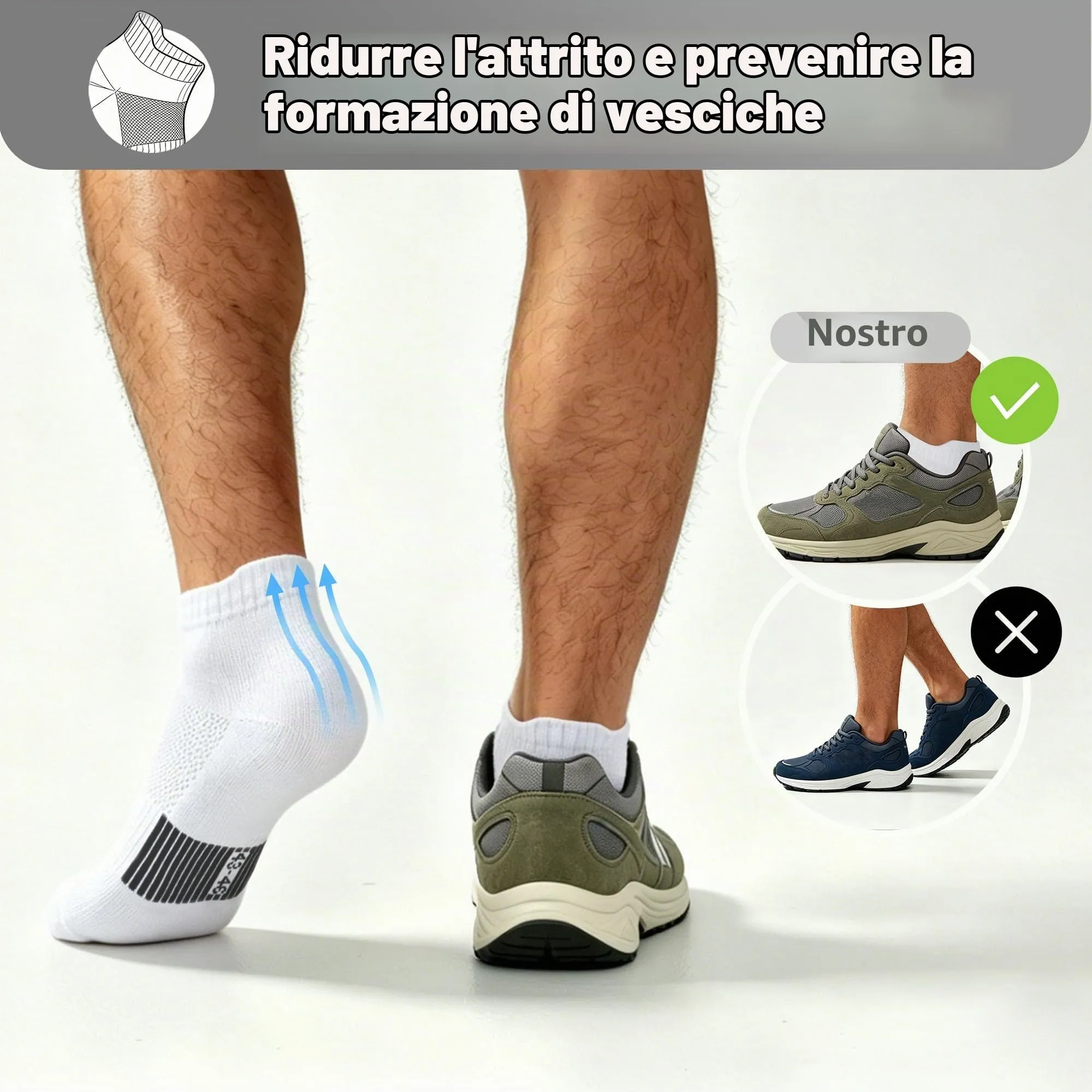Lakpoau Calzini Uomo Corti 10 Paia Sportivi - Corte Cotone Calza Sportive Basse Estivi Traspiranti, da Lavoro, Sportivi alla Caviglia per Running e Ciclismo Unisex, Nero e bianco 43-46 - immagine 2