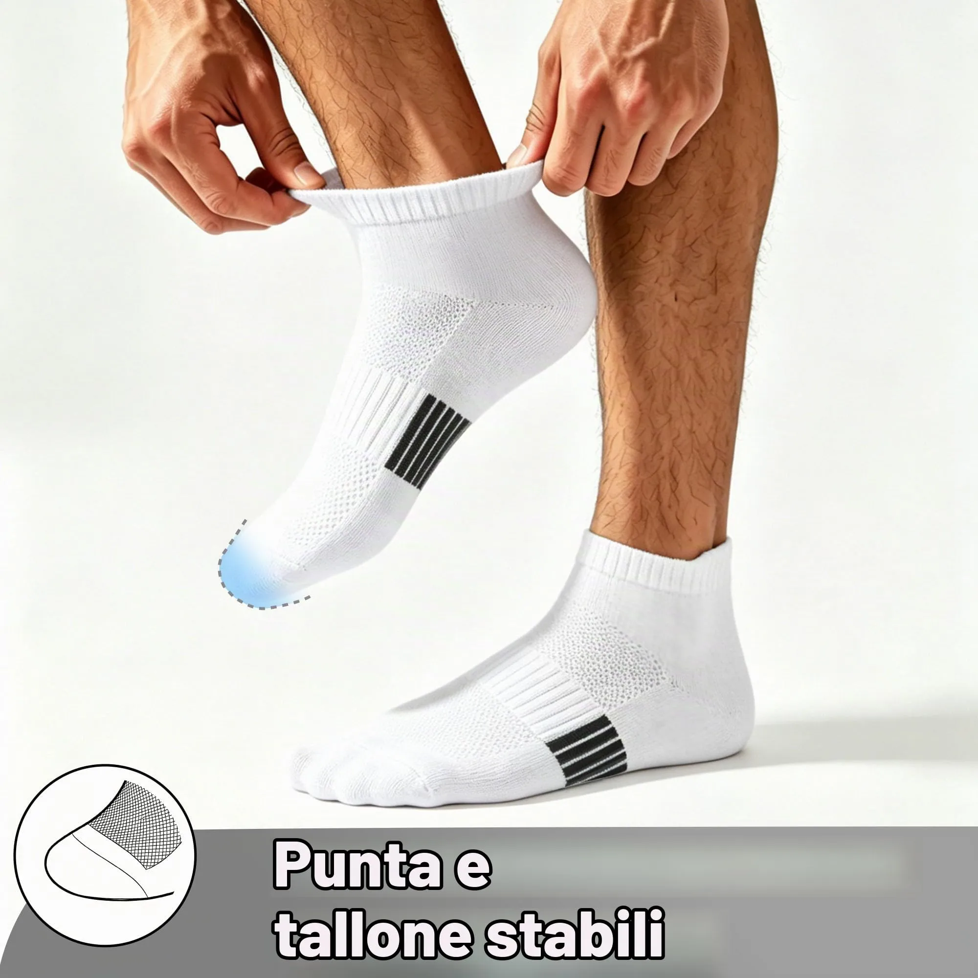Lakpoau Calzini Uomo Corti 10 Paia Sportivi - Corte Cotone Calza Sportive Basse Estivi Traspiranti, da Lavoro, Sportivi alla Caviglia per Running e Ciclismo Unisex, Nero e bianco 43-46 - immagine 5