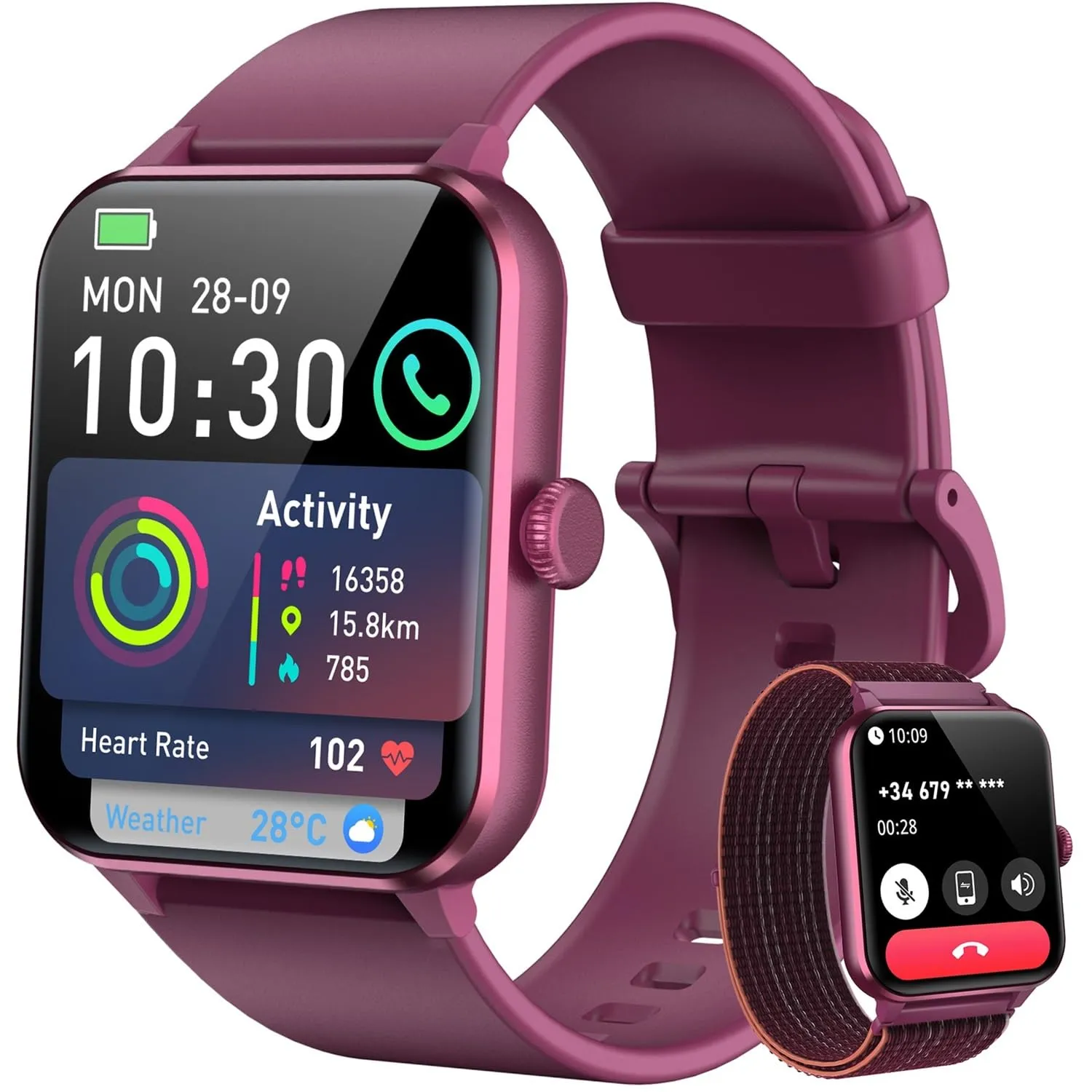 Blackview Orologio da polso da uomo con chiamata Bluetooth, 1,85" HD touch screen, monitoraggio cardiaco SpO2 sonno stress, 100+ modalità sportive, IP68 impermeabile, compatibile con iOS Android - immagine 1