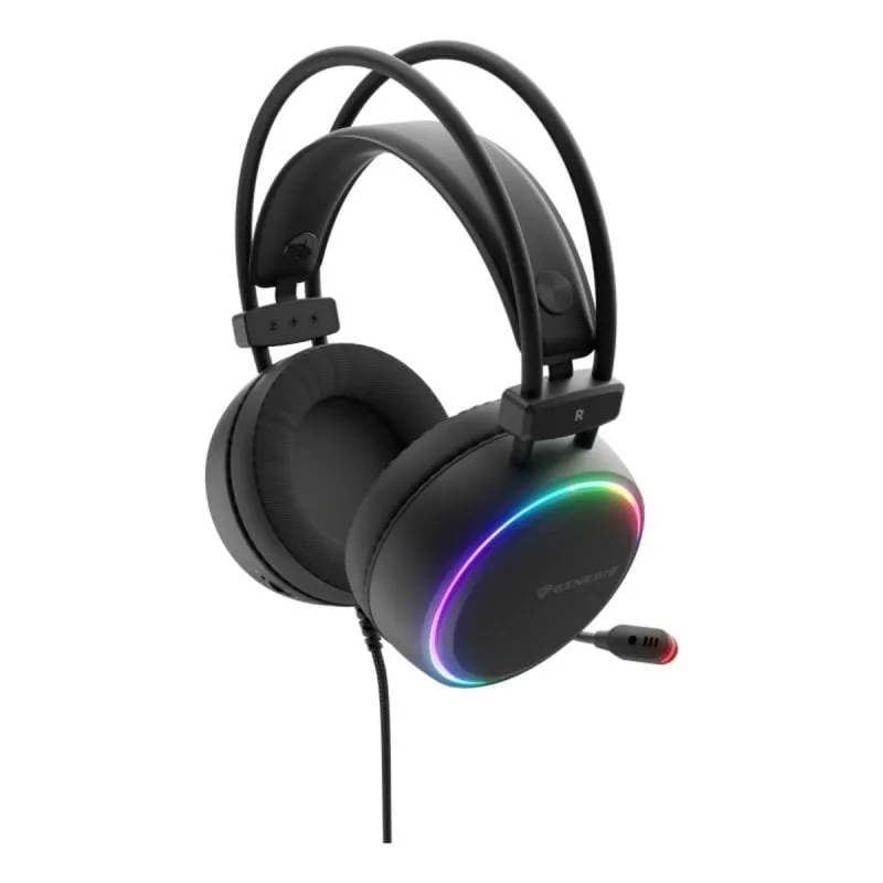 Auricolari Genesis Neon 613 G2 con Cavo RGB Microfono Boom e Retroilluminazione Multicolore - immagine 1