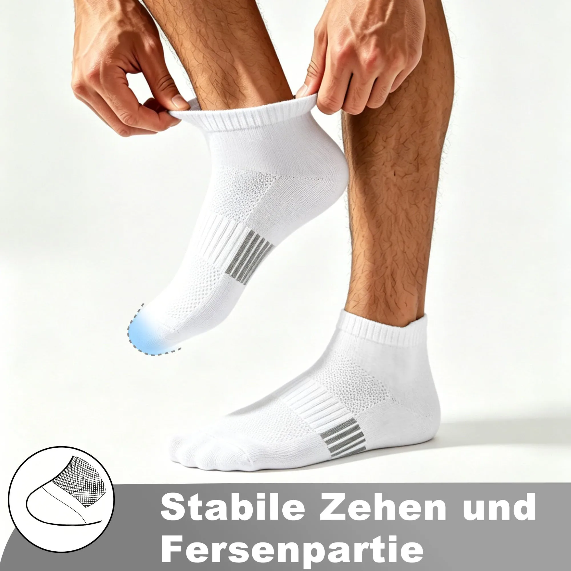Lakpoau Calzini Uomo,10 Paia Calze Sportivi in Cotone Running Bianc ,43-46 - immagine 5