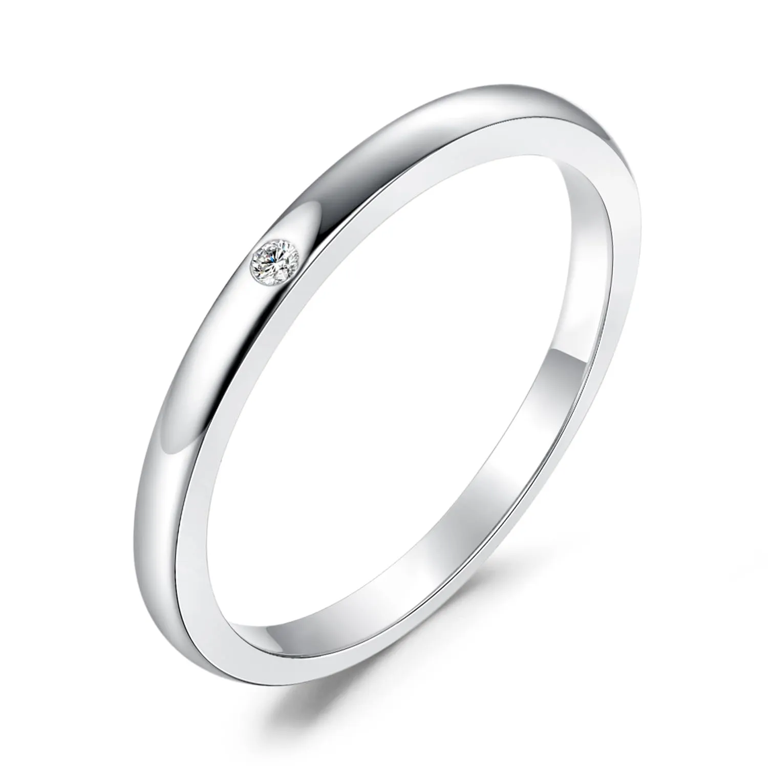 JewelryPalace Classici Anelli Impilabili Donna chapado en oro blanco de 14K Con Cubic Zirconia, Solitario Con Pietre Preziose, Fedi Matrimonio, Anello Oro Bianco Set Gioielli 19.5 - immagine 1