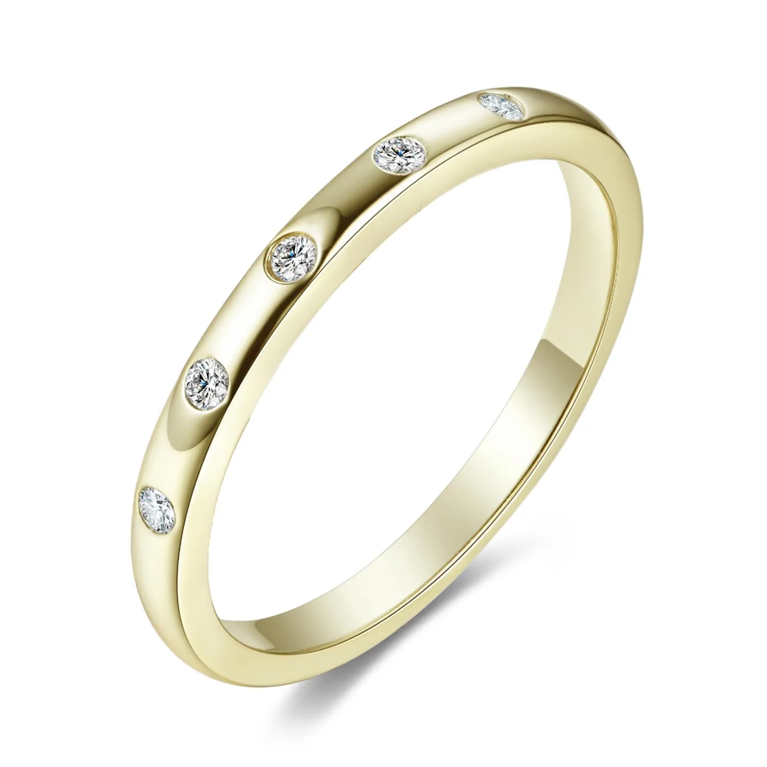JewelryPalace Classici Anelli Impilabili chapado en oro amarillo de 14K con Cubic Zirconia, Anello Dorato con Cinque Pietre Preziose, Fedi Matrimonio Anello Oro Set Gioielli 9.5 - immagine 1