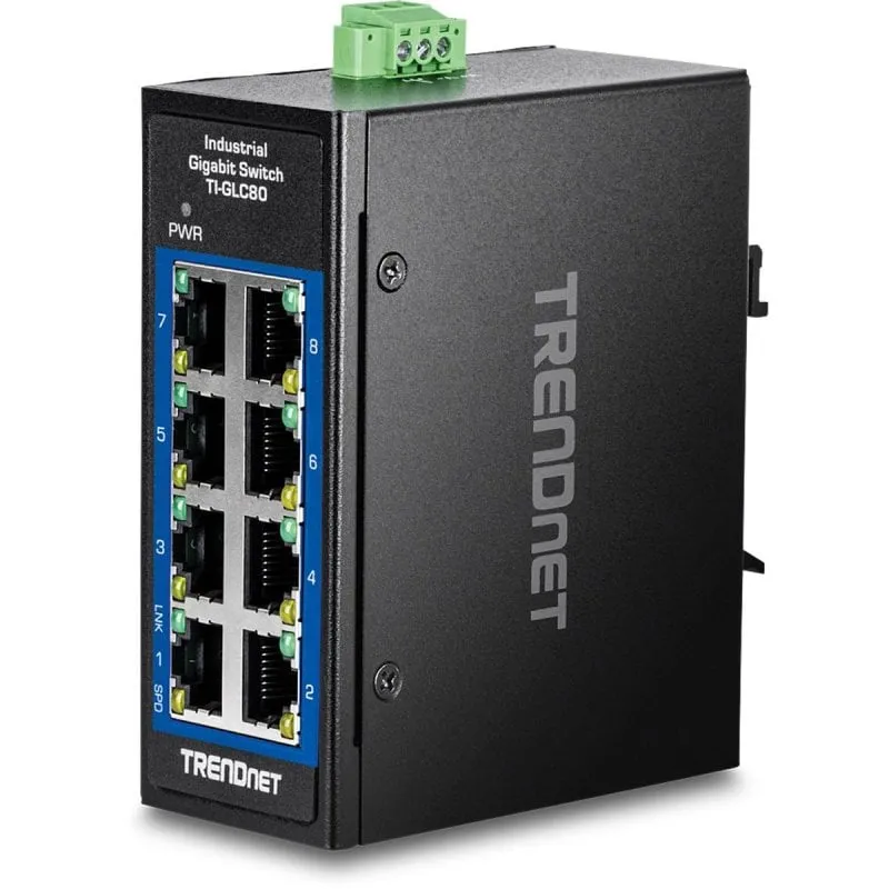 Switch DIN-Rail Mini 8 Porte Gigabit Ethernet Full Duplex Montaggio a Parete Nero - immagine 1