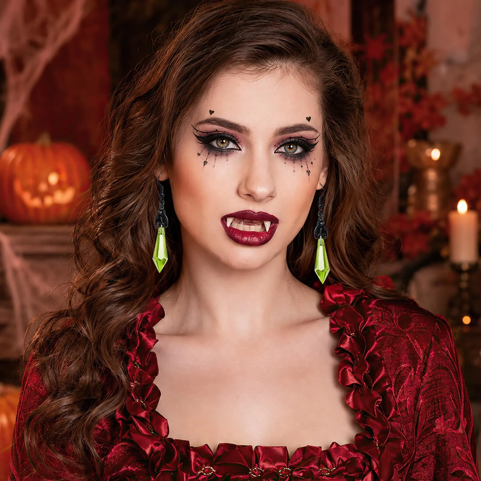 Orecchini Punk a Forma di Pipistrello, Orecchini Halloween Donna,D - immagine 6
