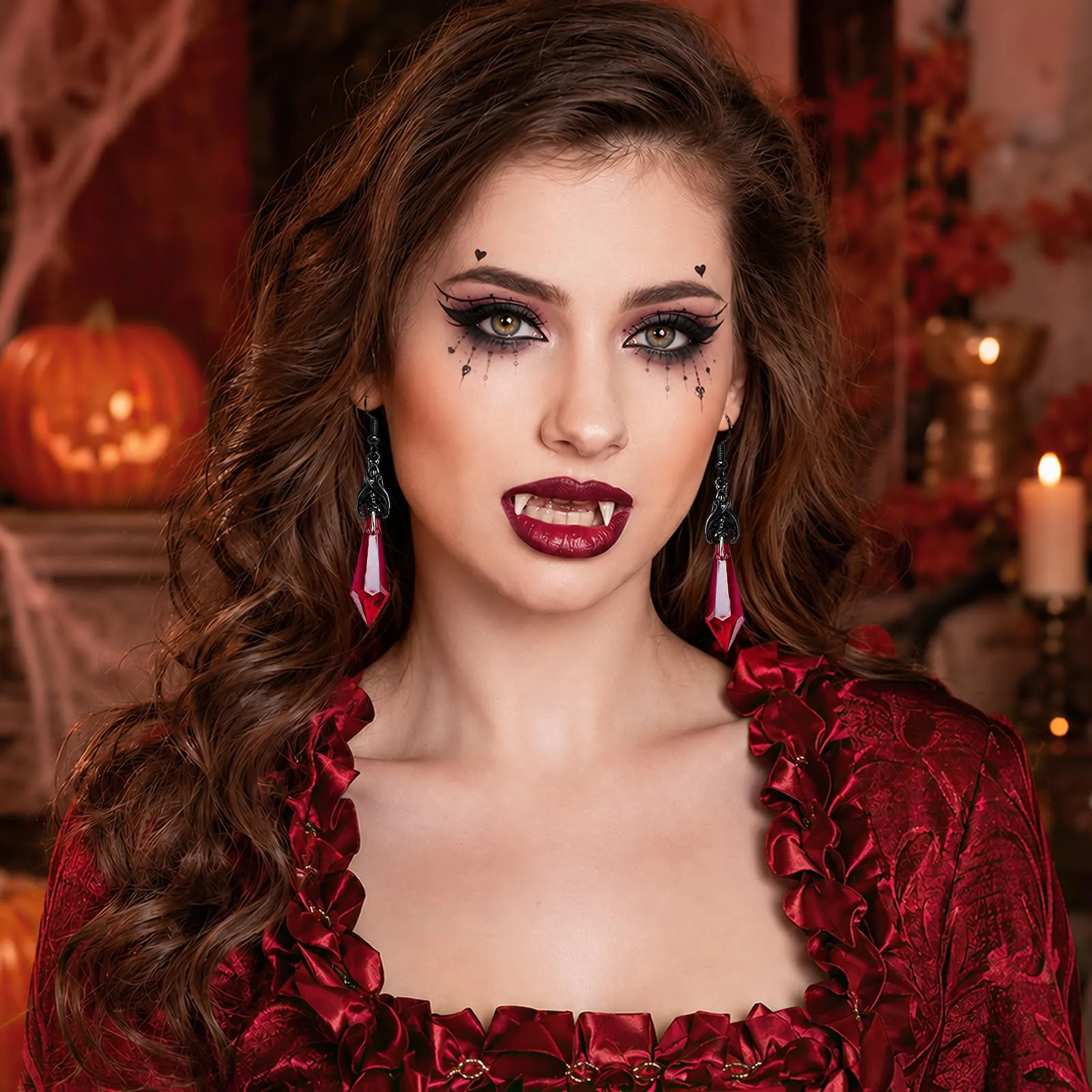 Orecchini Punk a Forma di Pipistrello, Orecchini Halloween Donna，A - immagine 6