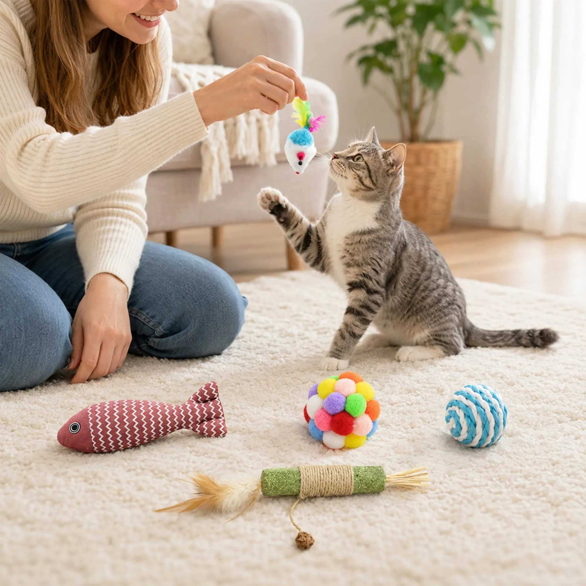 Confezione assortita da 5 pezzi di giocattoli per gatti, palline per gatti - immagine 6