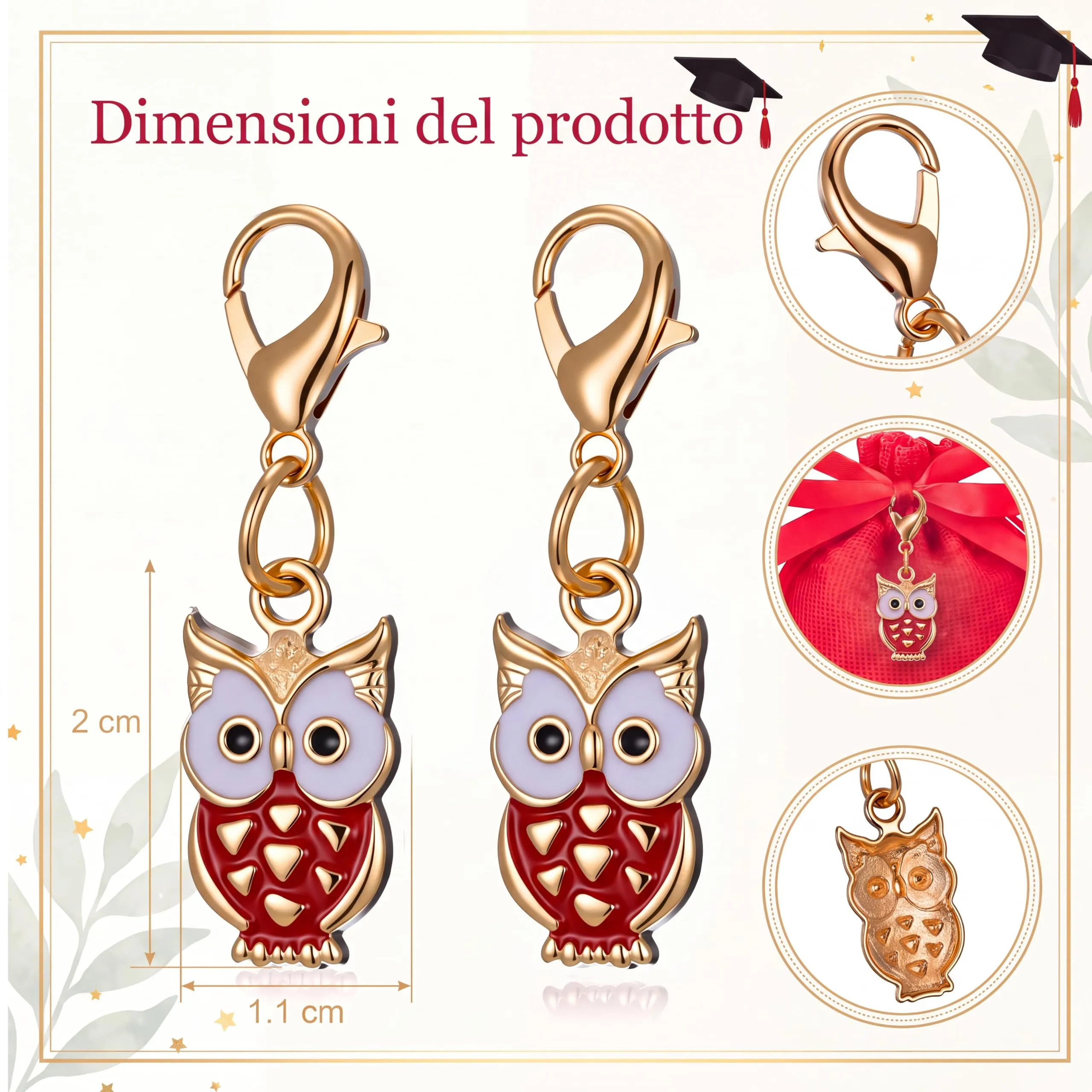 BBTO 36 Pezzi Portachiavi Laurea Gufo Bomboniere Laurea Gufetto - immagine 3