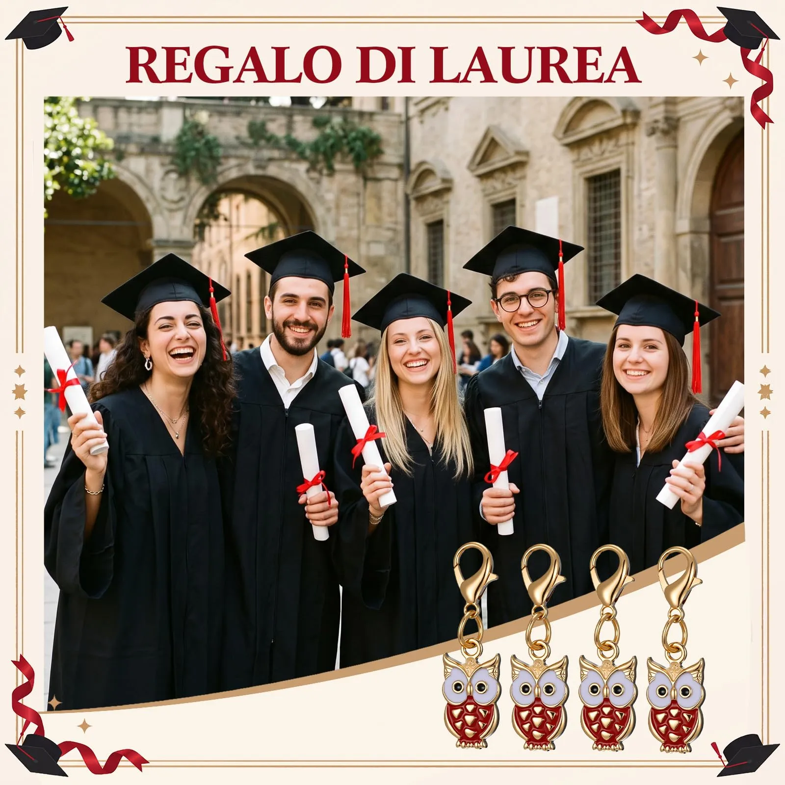 BBTO 36 Pezzi Portachiavi Laurea Gufo Bomboniere Laurea Gufetto - immagine 7