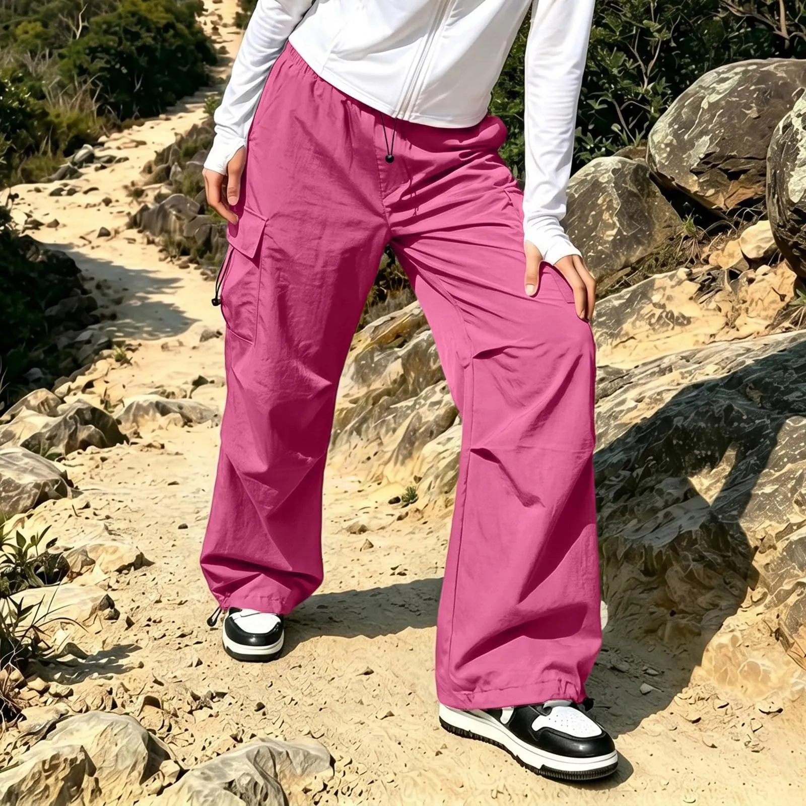 Pantaloni Sportivi da Ragazza con Elastico in Vita da Donna Multitasche - immagine 5