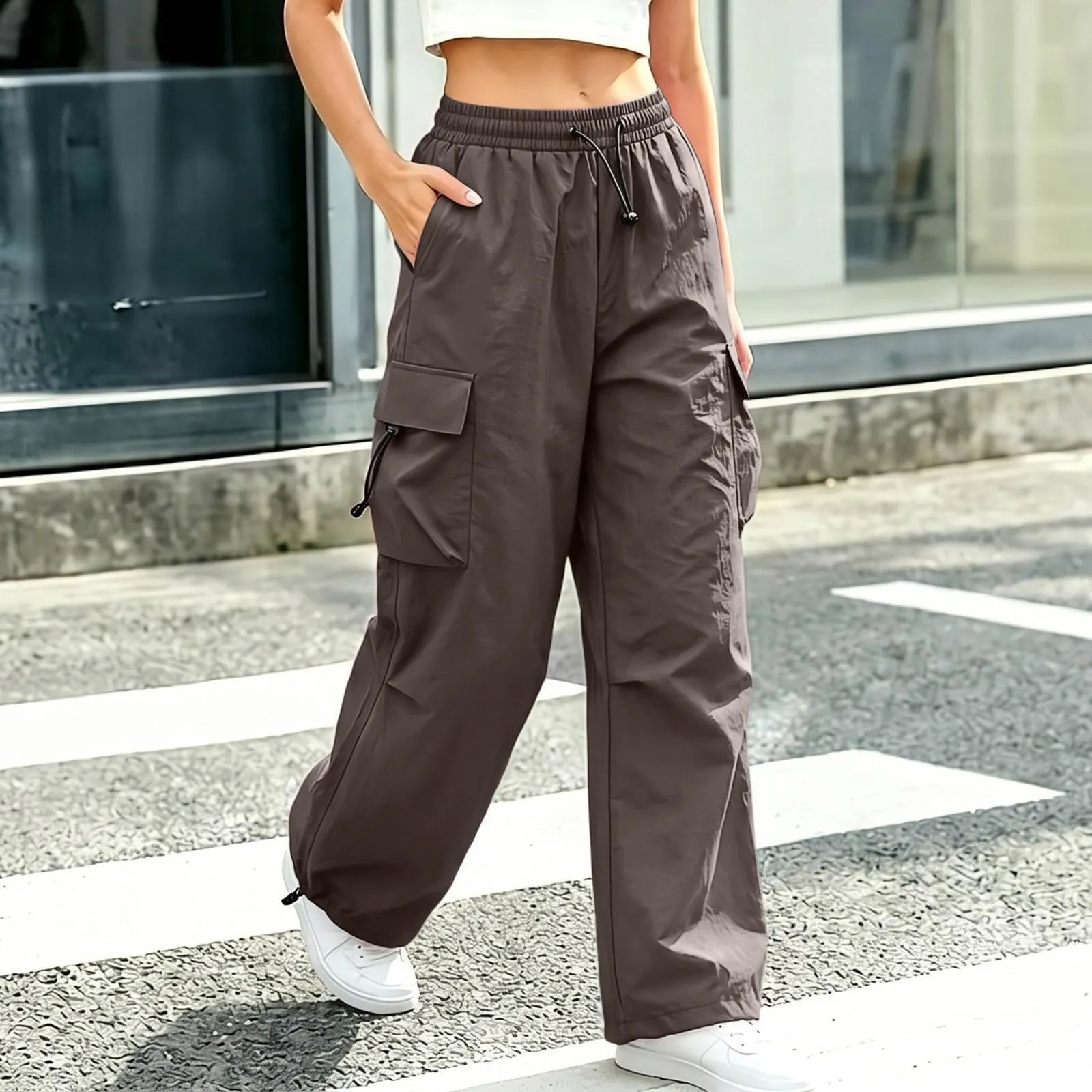 Pantaloni Sportivi da Ragazza con Elastico in Vita da Donna Multitasche - immagine 5