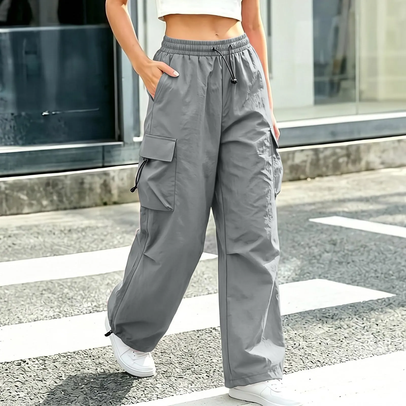 Pantaloni Sportivi da Ragazza con Elastico in Vita da Donna Multitasche - immagine 3