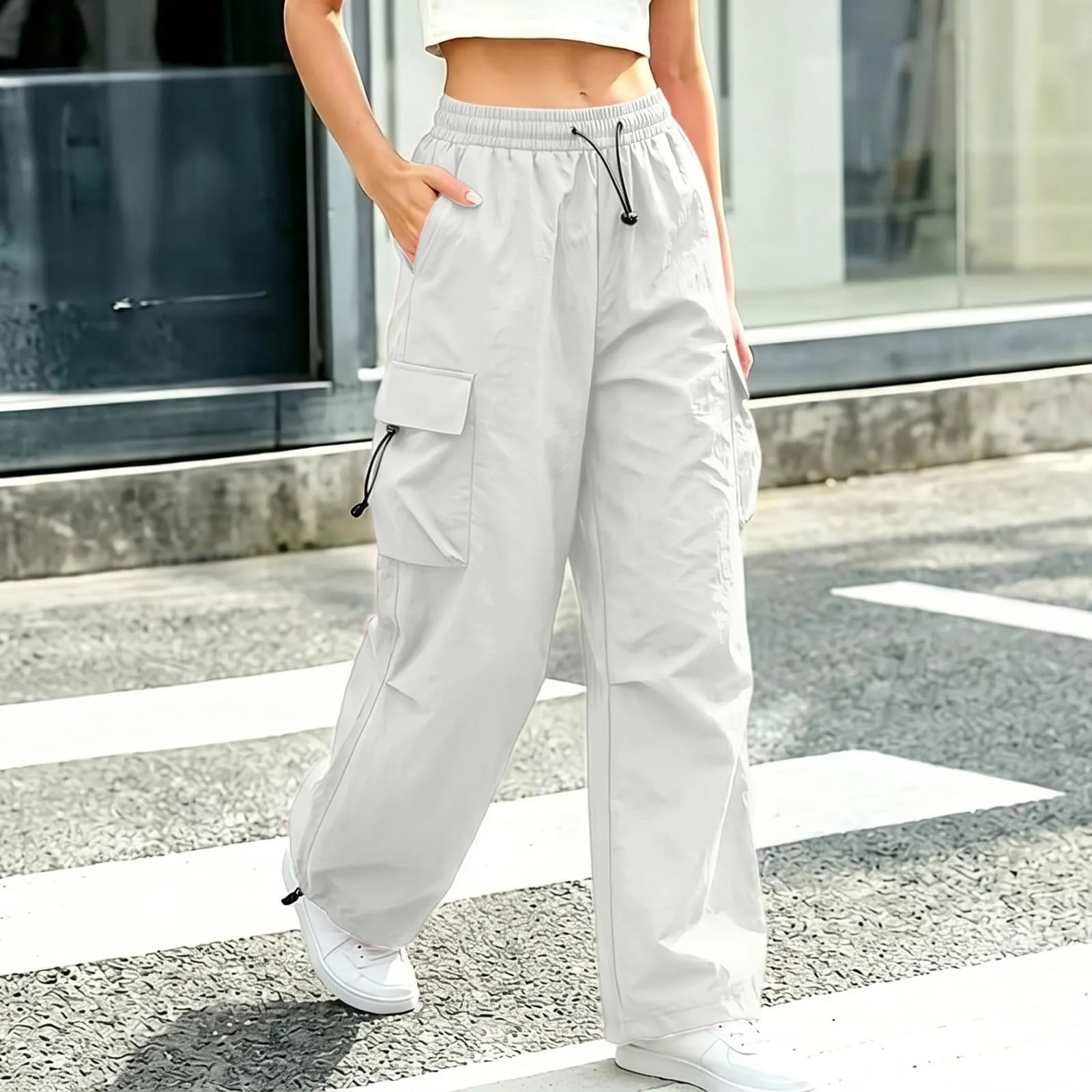 Pantaloni Sportivi da Ragazza con Elastico in Vita da Donna Multitasche - immagine 5