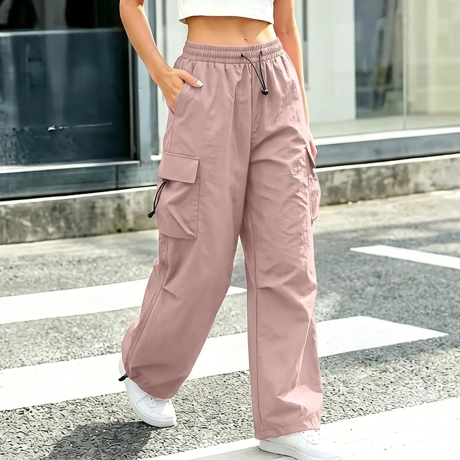 Pantaloni Sportivi da Ragazza con Elastico in Vita da Donna Multitasche - immagine 3