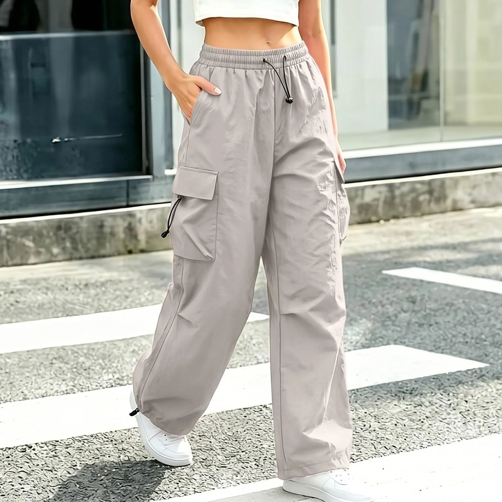 Pantaloni Sportivi da Ragazza con Elastico in Vita da Donna Multitasche - immagine 3