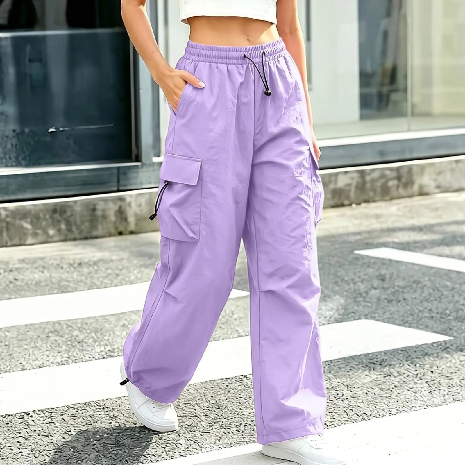 Pantaloni Sportivi da Ragazza con Elastico in Vita da Donna Multitasche - immagine 3