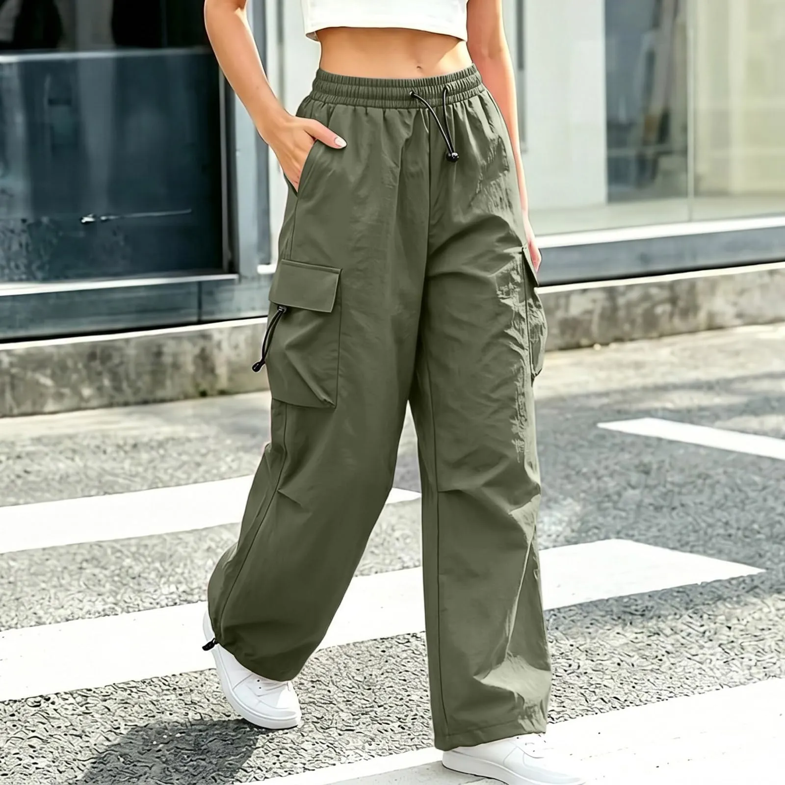 Pantaloni Sportivi da Ragazza con Elastico in Vita da Donna Multitasche - immagine 3