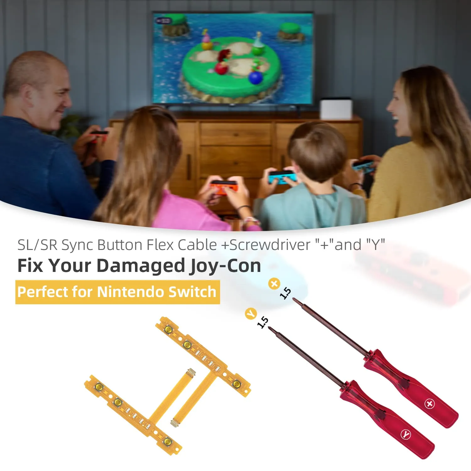 Mcbazel Kit Riparazione SL SR Flex Cavo a Nastro Ricambi con Cacciavite per Nintendo Switch/Switch OLED Joy-Con Controller, Non compatibile con Nintendo Switch 2 - immagine 4