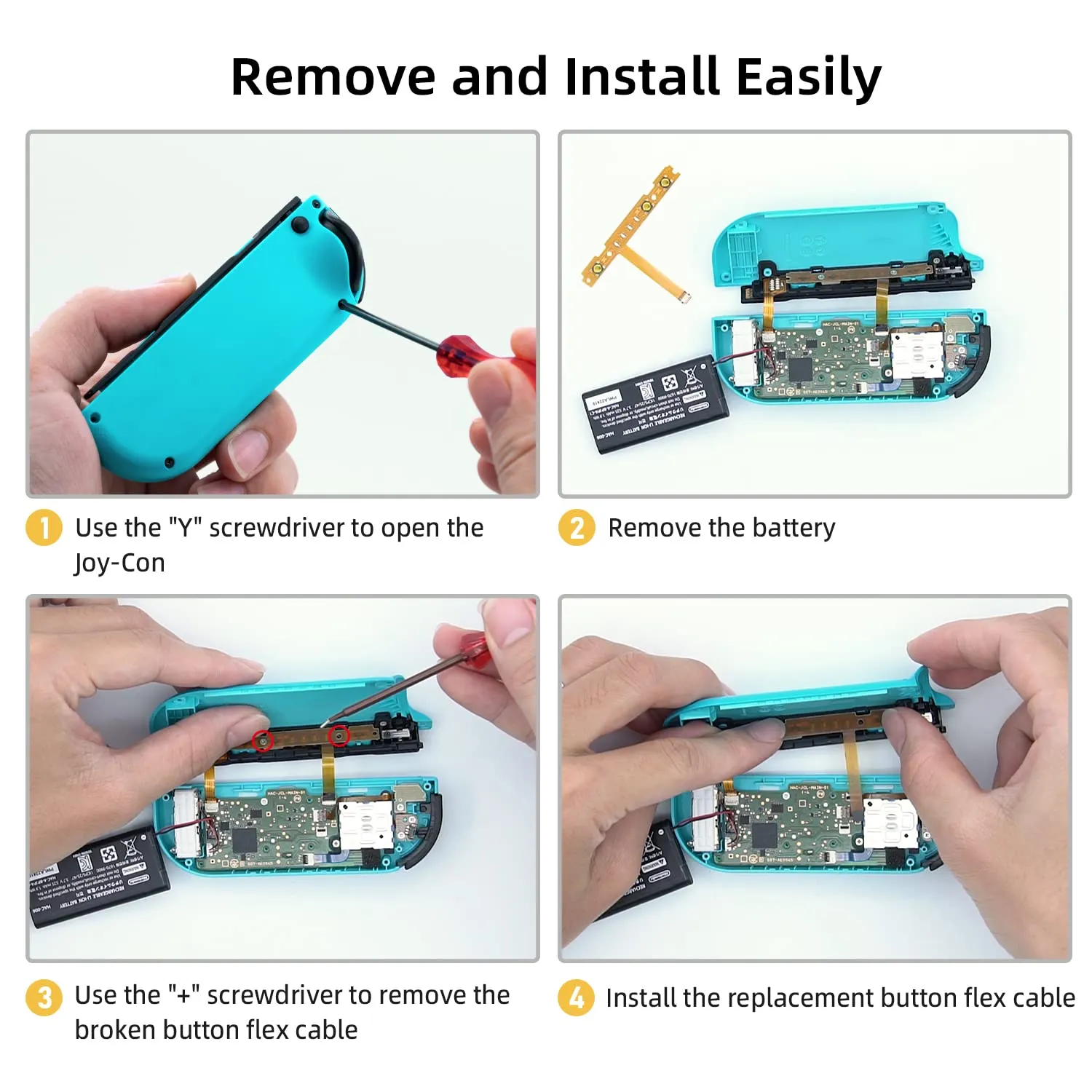Mcbazel Kit Riparazione SL SR Flex Cavo a Nastro Ricambi con Cacciavite per Nintendo Switch/Switch OLED Joy-Con Controller, Non compatibile con Nintendo Switch 2 - immagine 7