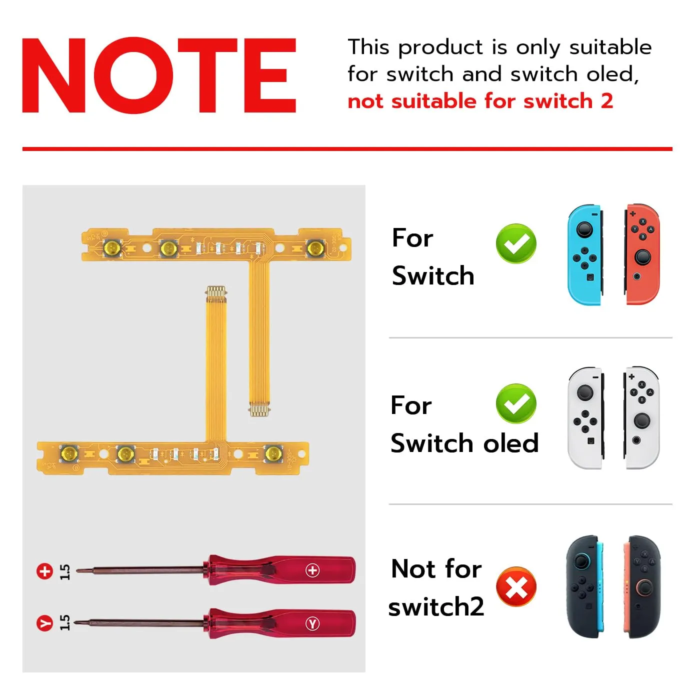 Mcbazel Kit Riparazione SL SR Flex Cavo a Nastro Ricambi con Cacciavite per Nintendo Switch/Switch OLED Joy-Con Controller, Non compatibile con Nintendo Switch 2 - immagine 8