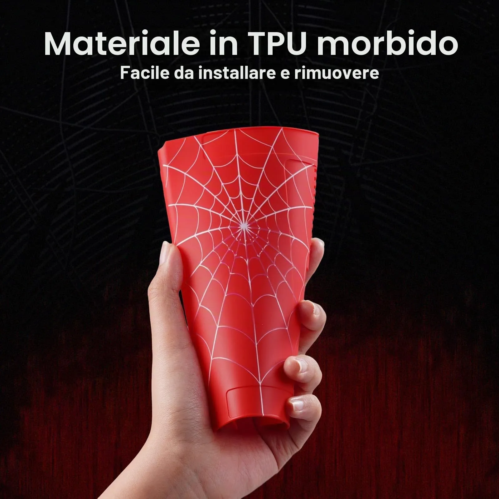 JINGDU - Custodia protettiva compatibile con Nintendo Switch OLED 2021, custodia in TPU per console Switch e JoyCon Grip, protezione per interruttore con 4 impugnature per pollice, Red Spider - immagine 6