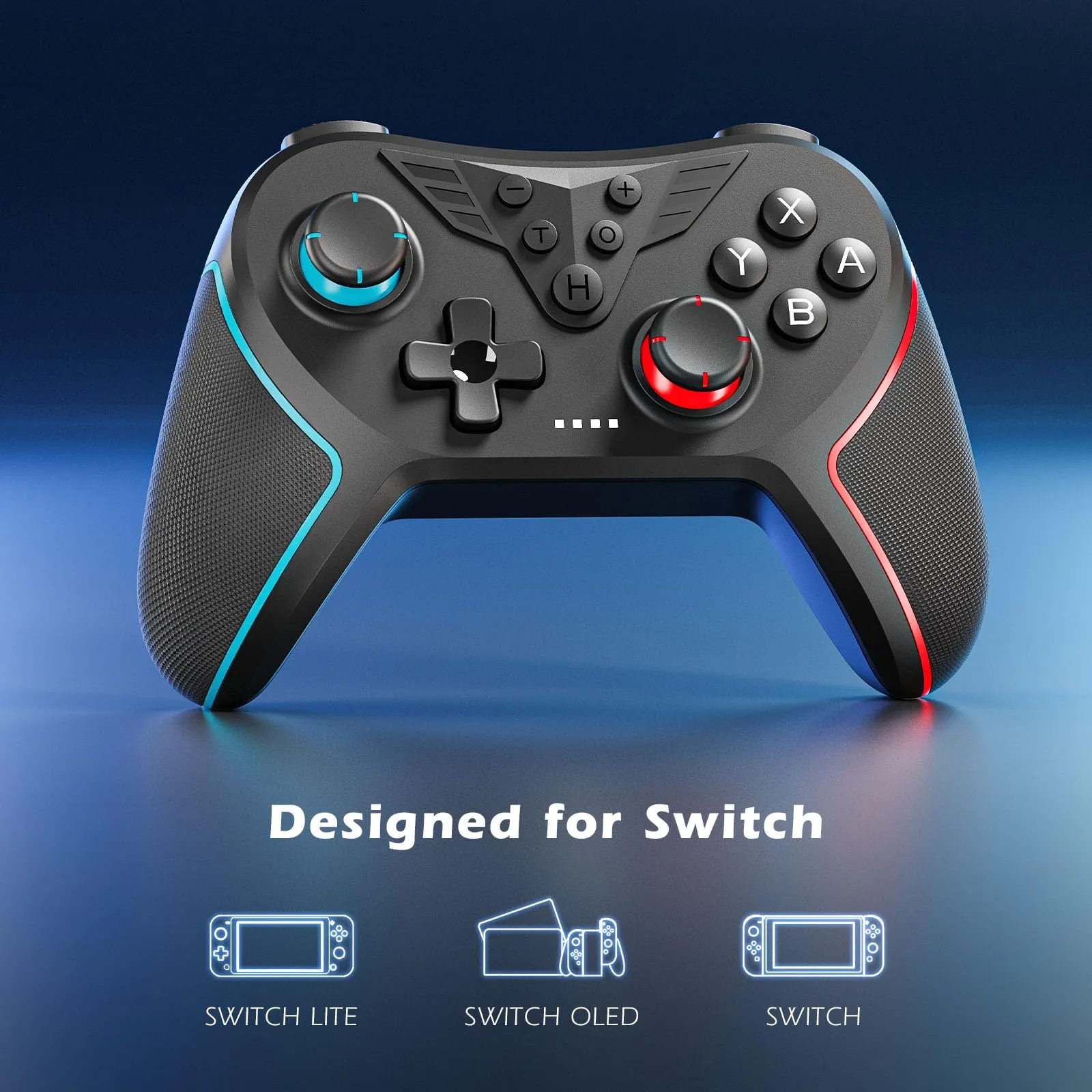 LATEC Controller per Switch/Switch 2, Controller Switch Wireless per Switch Lite con Joystick Hall/Pulsante Programmabile/ASSE Giroscopico/Vibrazione Regolabile/Funzione Turbo/Cattura Schermo,Nero - immagine 2