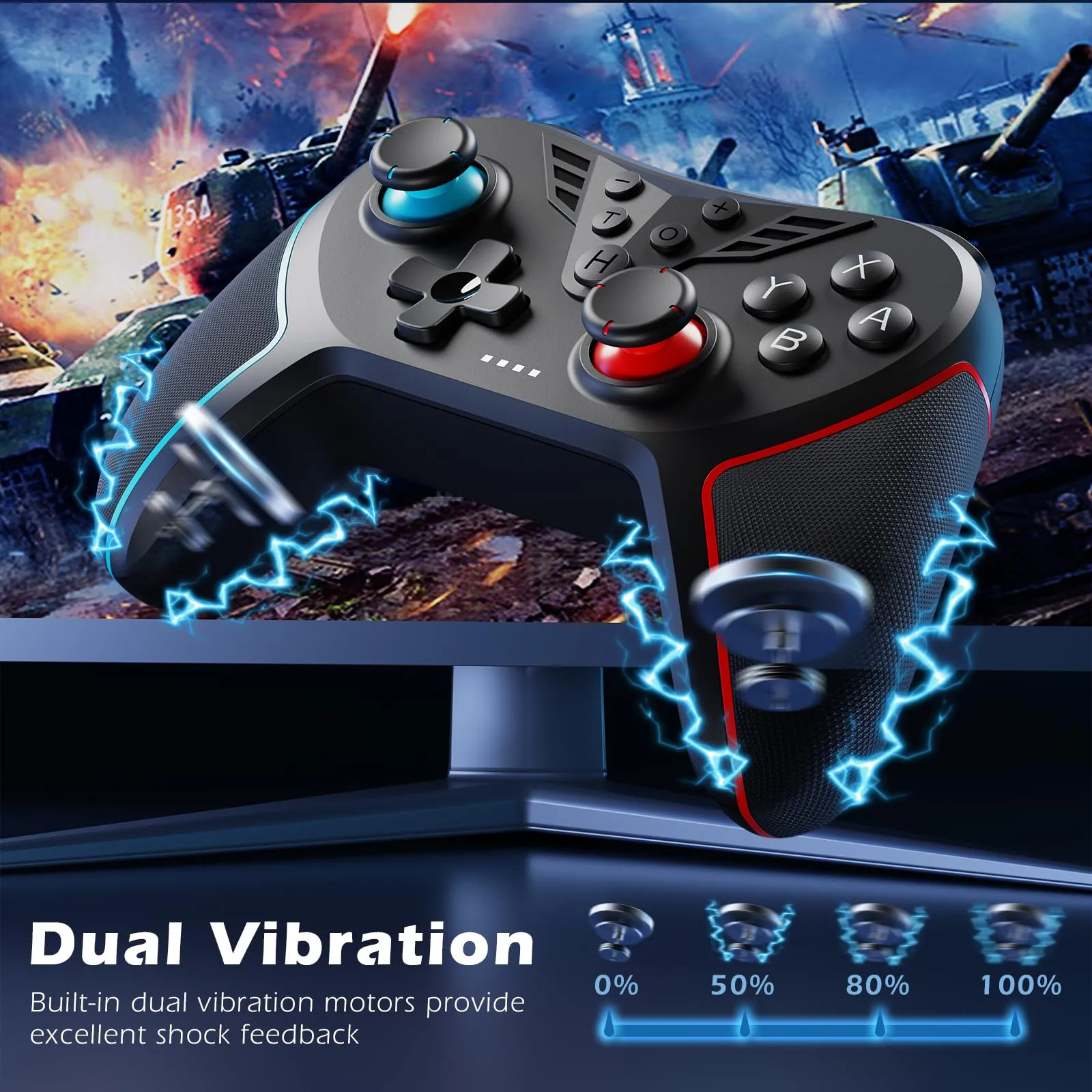 LATEC Controller per Switch/Switch 2, Controller Switch Wireless per Switch Lite con Joystick Hall/Pulsante Programmabile/ASSE Giroscopico/Vibrazione Regolabile/Funzione Turbo/Cattura Schermo,Nero - immagine 7
