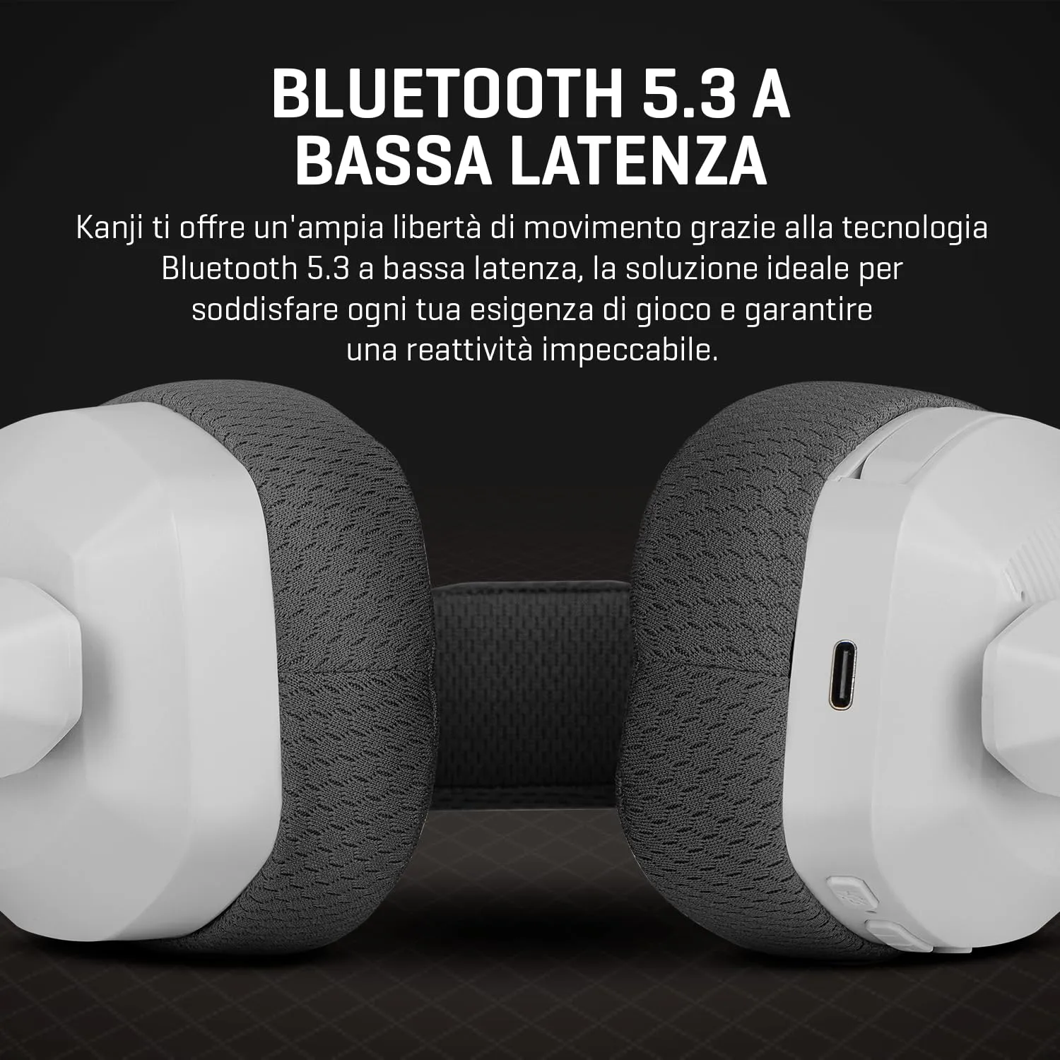 KROM KANJI - Cuffie senza fili, Bluetooth 5.3, 2.4Ghz o connessione USB, altoparlanti da 40 mm, controllo del volume e microfono integrati, archetto regolabile e leggero, bianco - immagine 5
