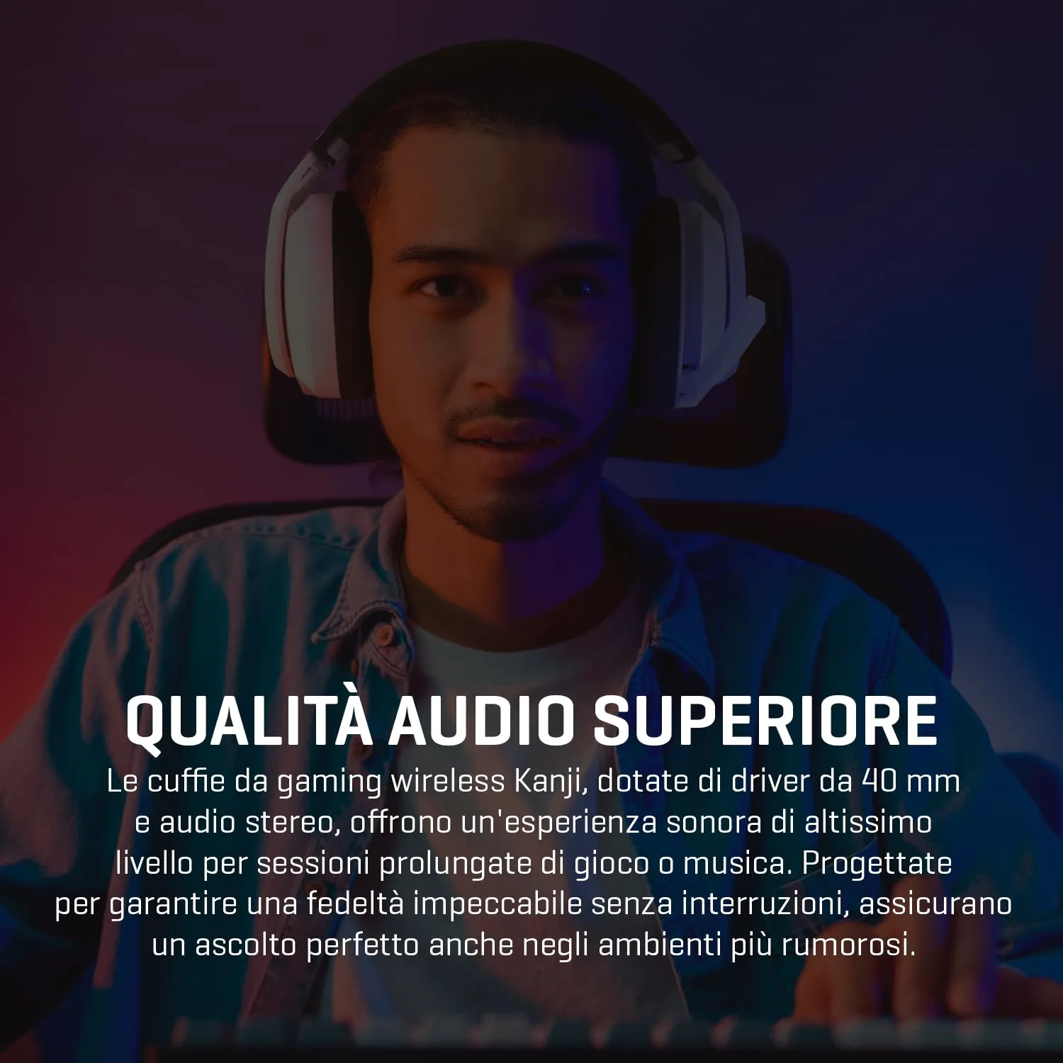 KROM KANJI - Cuffie senza fili, Bluetooth 5.3, 2.4Ghz o connessione USB, altoparlanti da 40 mm, controllo del volume e microfono integrati, archetto regolabile e leggero, bianco - immagine 9