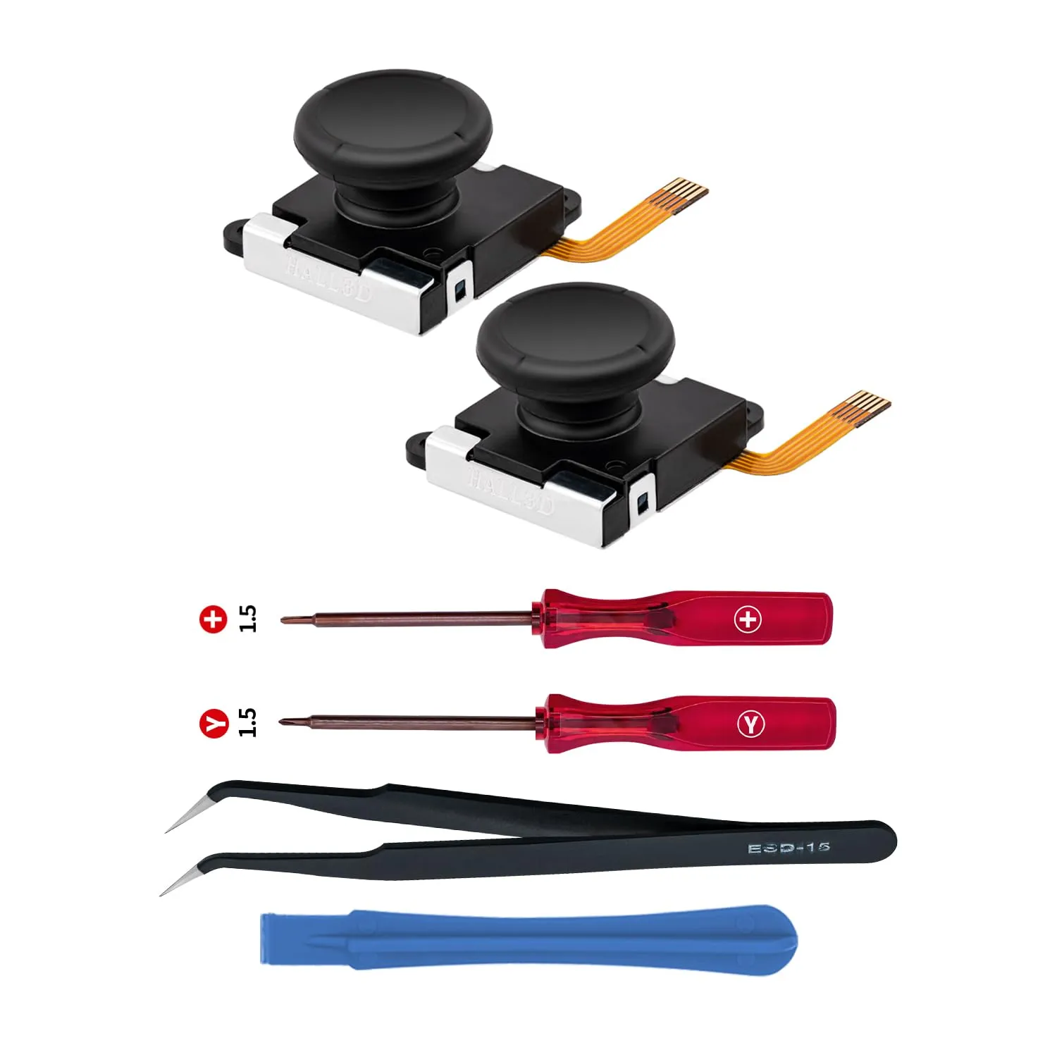Tolesum 3D TMR Effect Joystick Analogico Kit di Riparazione per NS Switch/Switch OLED Joy-Con/Switch Lite Controller con strumenti di Riparazione, No Drift-Nero-Non compatibile con NS Switch 2 - immagine 1