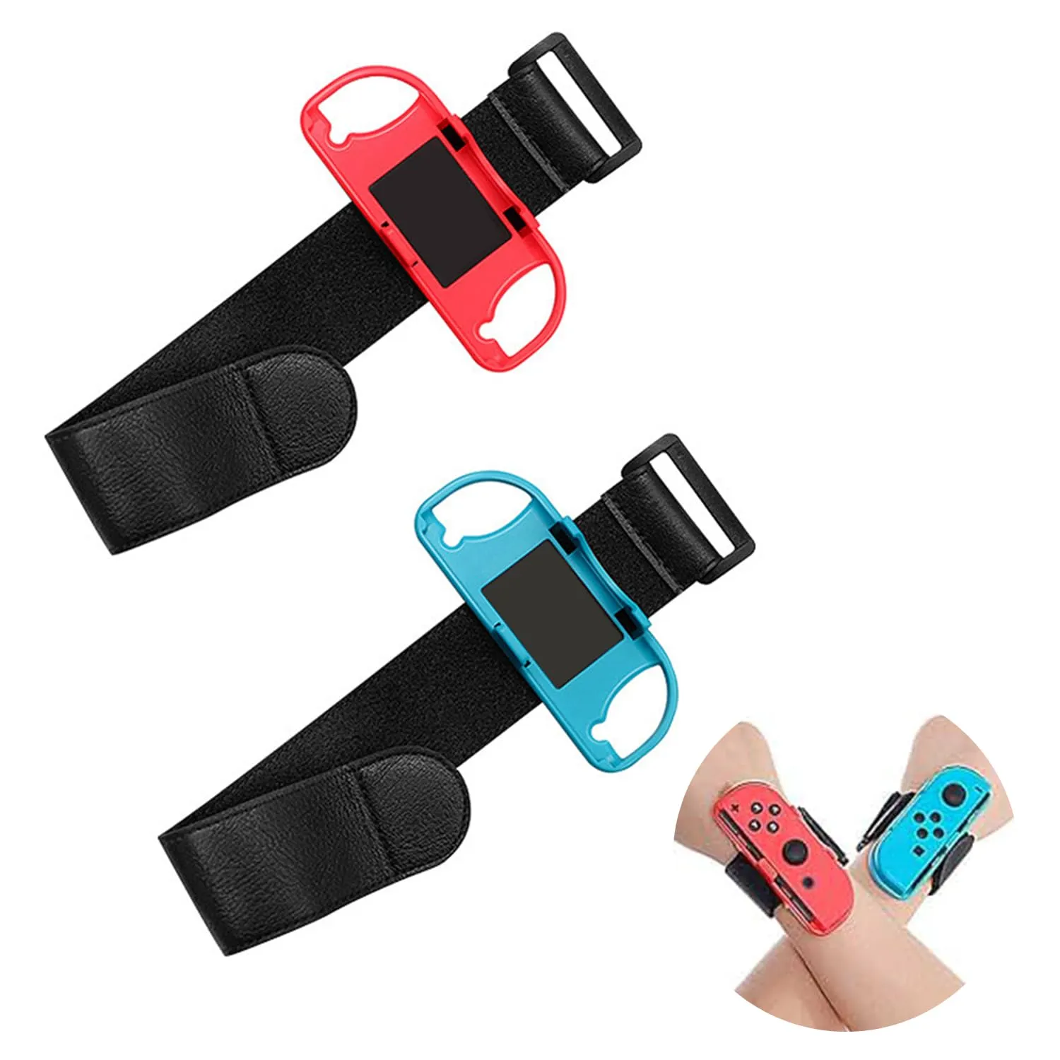 Cerioll 2 bracciali Just Dance, cinturino elastico regolabile per controller Switch & Switch Oled, comodi passanti per danza in rosso e blu per bambini e adulti - immagine 1