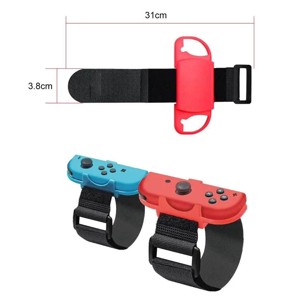 Cerioll 2 bracciali Just Dance, cinturino elastico regolabile per controller Switch & Switch Oled, comodi passanti per danza in rosso e blu per bambini e adulti - immagine 3