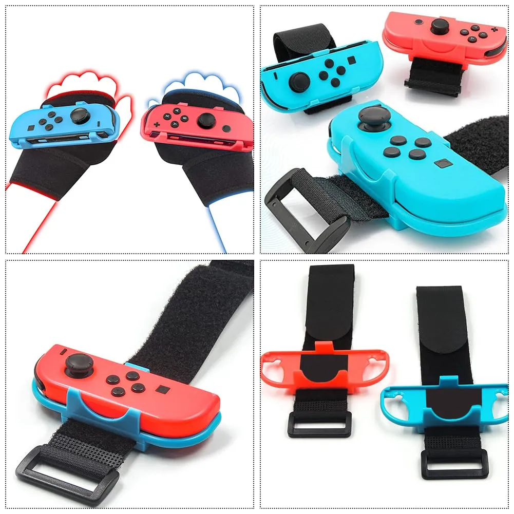Cerioll 2 bracciali Just Dance, cinturino elastico regolabile per controller Switch & Switch Oled, comodi passanti per danza in rosso e blu per bambini e adulti - immagine 6