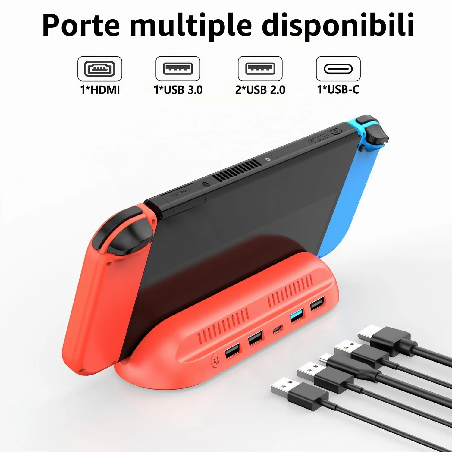 RREAKA 5 in 1 Switch Dock for Nintendo Switch OLED TV Adapter Switch Docking Station with HDMI USB 3.0 Port Type C Charging Type C Connectors Travel Switch Base Portable Stand - immagine 2