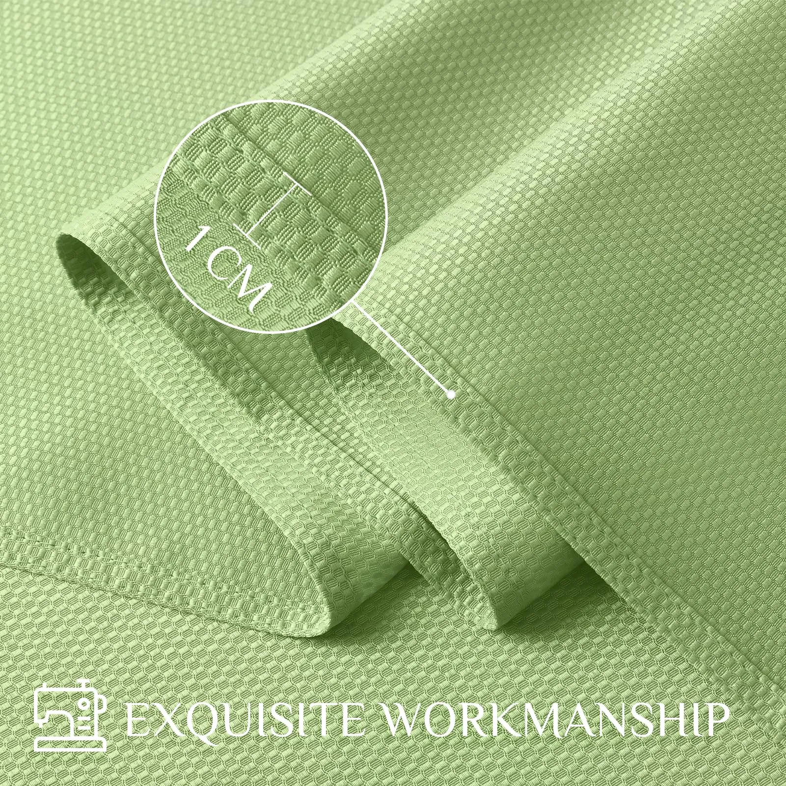 Softalker Tovaglia rettangolare con motivo primaverile, in jacquard lucido, impermeabile, a prova di perdite, lavabile, per feste, cene, 152 x 360 cm, salvia - immagine 4