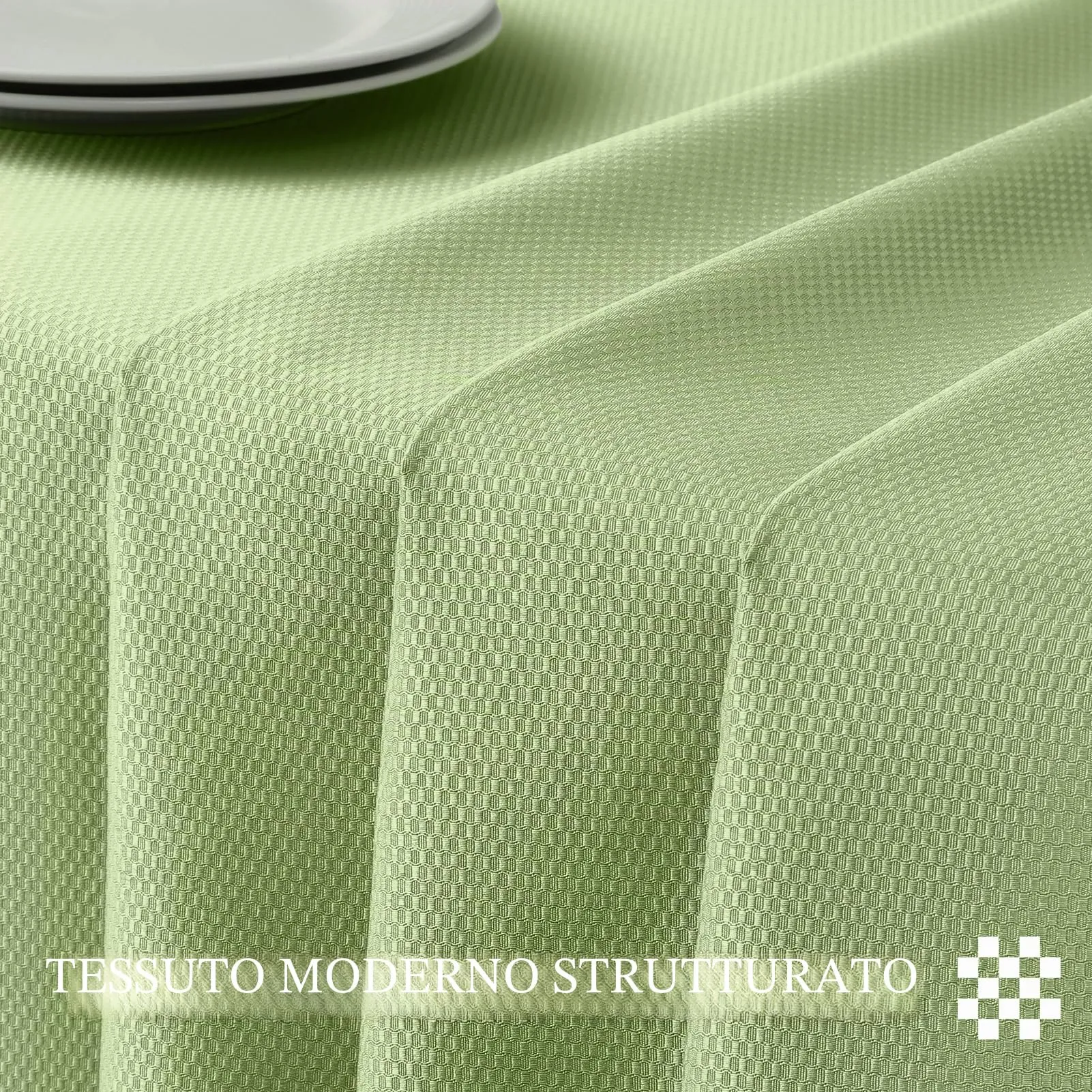 Softalker Tovaglia rettangolare con motivo primaverile, in jacquard lucido, impermeabile, a prova di perdite, lavabile, per feste, cene, 152 x 360 cm, salvia - immagine 5