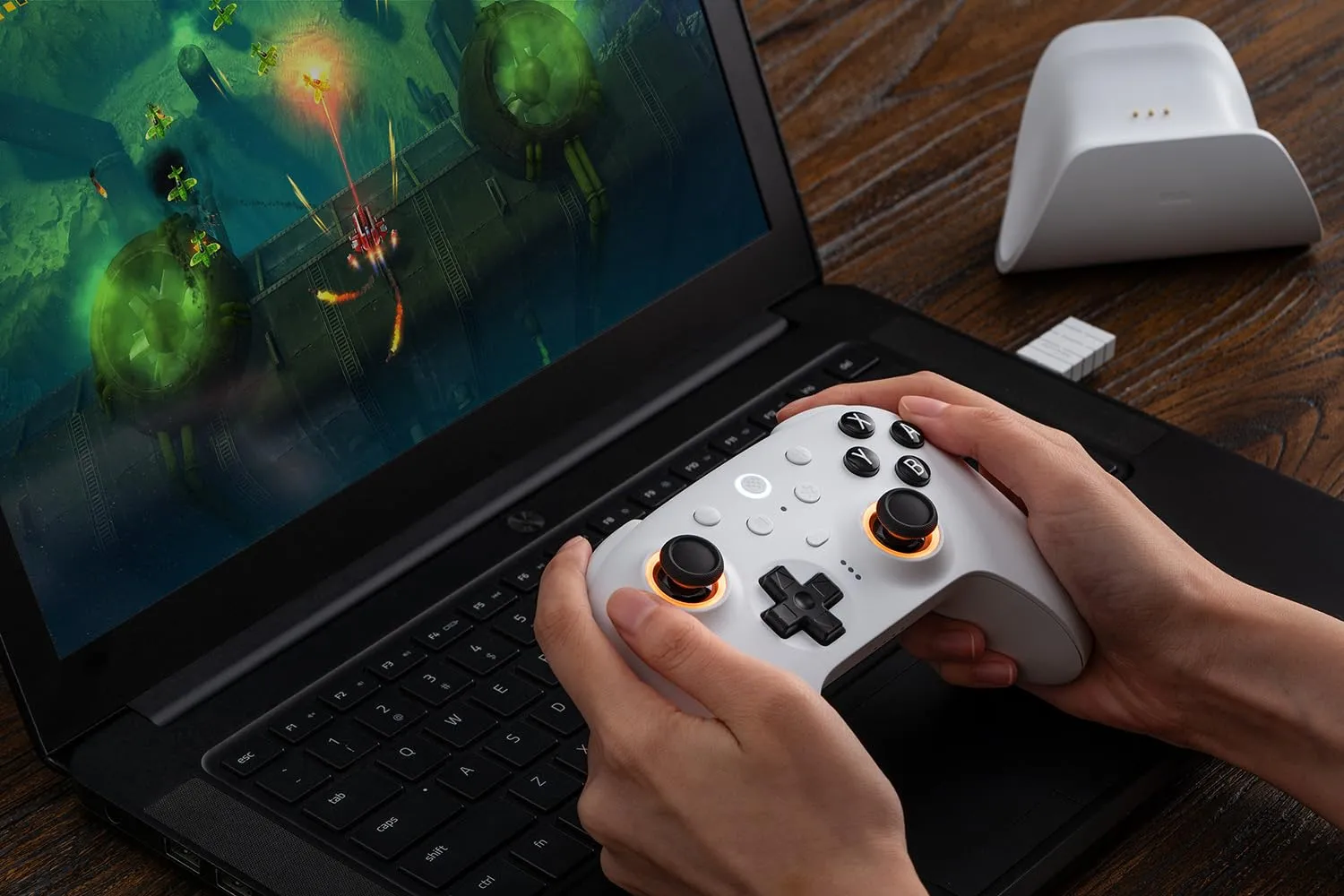 8BitDo Ultimate 2 Bluetooth Controller for Switch & Windows PC, Switch Pro Controller with TMR Joysticks, Switchable Hall Effect/Tactile Triggers, Vibration and Motion Control, RGB Fire Ring, Black - immagine 9