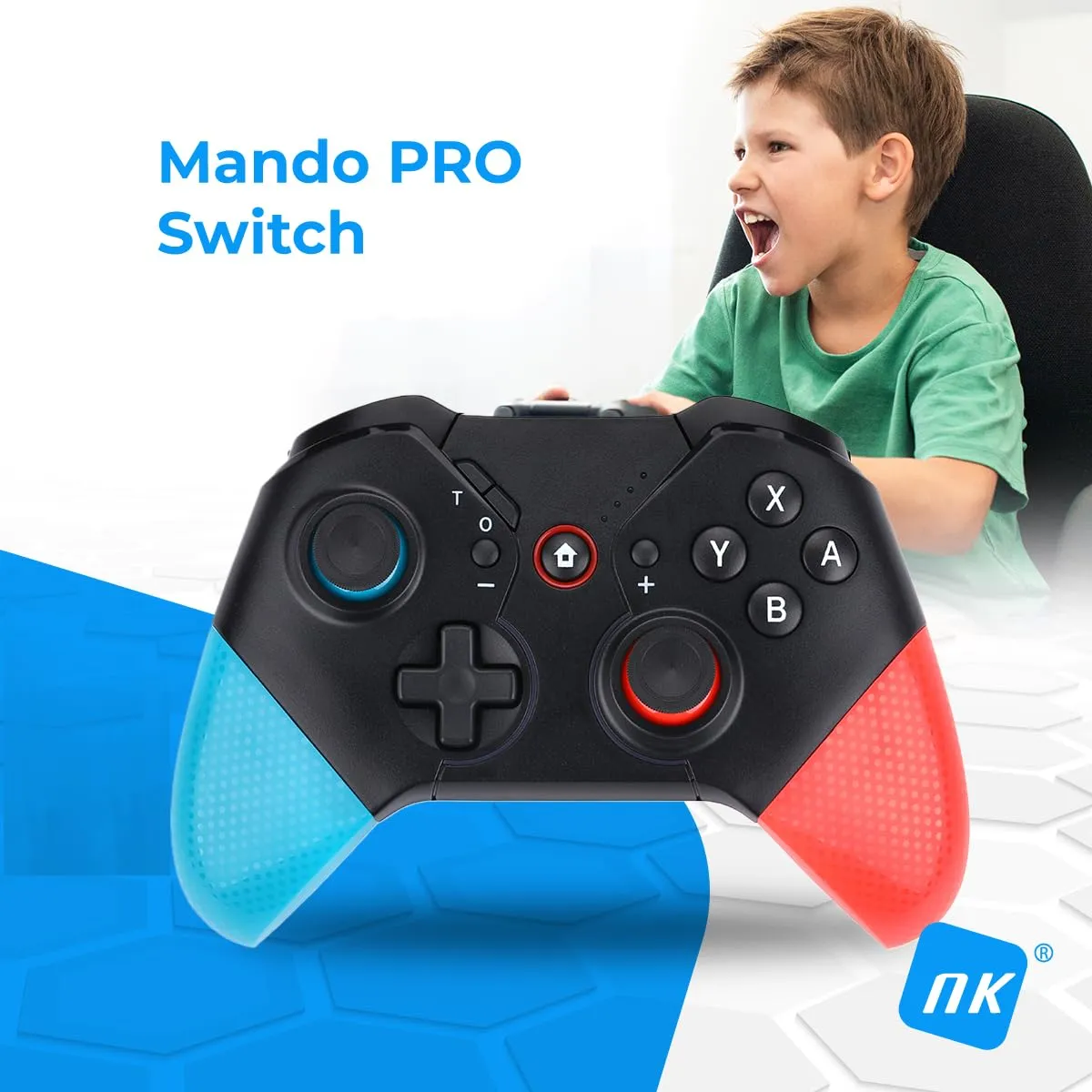 NK Telecomando PRO Switch Wireless Pro Switch Controller con Funzione Macro/Wake/Turbo/Gyro Axis/Doppia Vibrazione/RGB Light - Colore Nero/Rosso/Blu - immagine 2